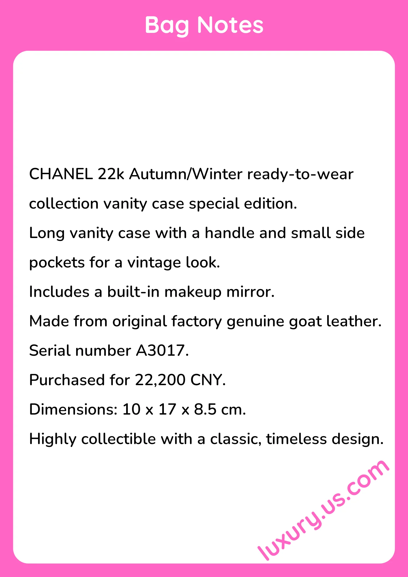 Chanel Vanity Case 10x17x8.5 cm - short_description_image1