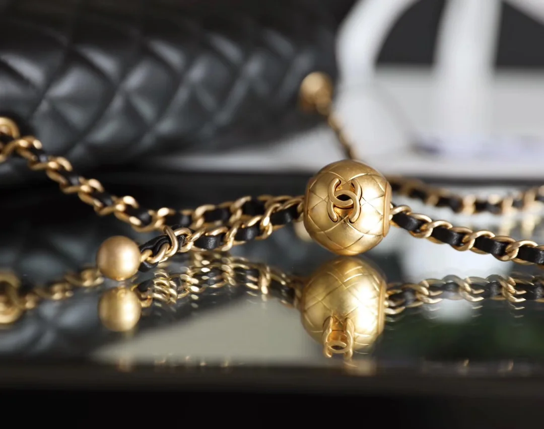 Chanel Classic Flap Evolved Large Mini CF Style Gold Ball Flap Lambskin Bag 13x20x7 cm - description_image5