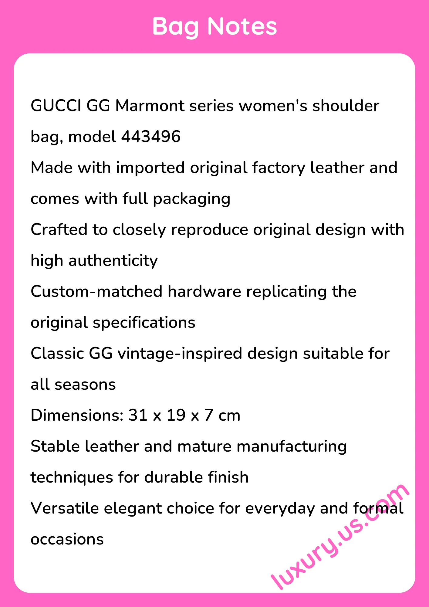 Gucci GG Marmont 443496 31x19x7 cm - short_description_image1