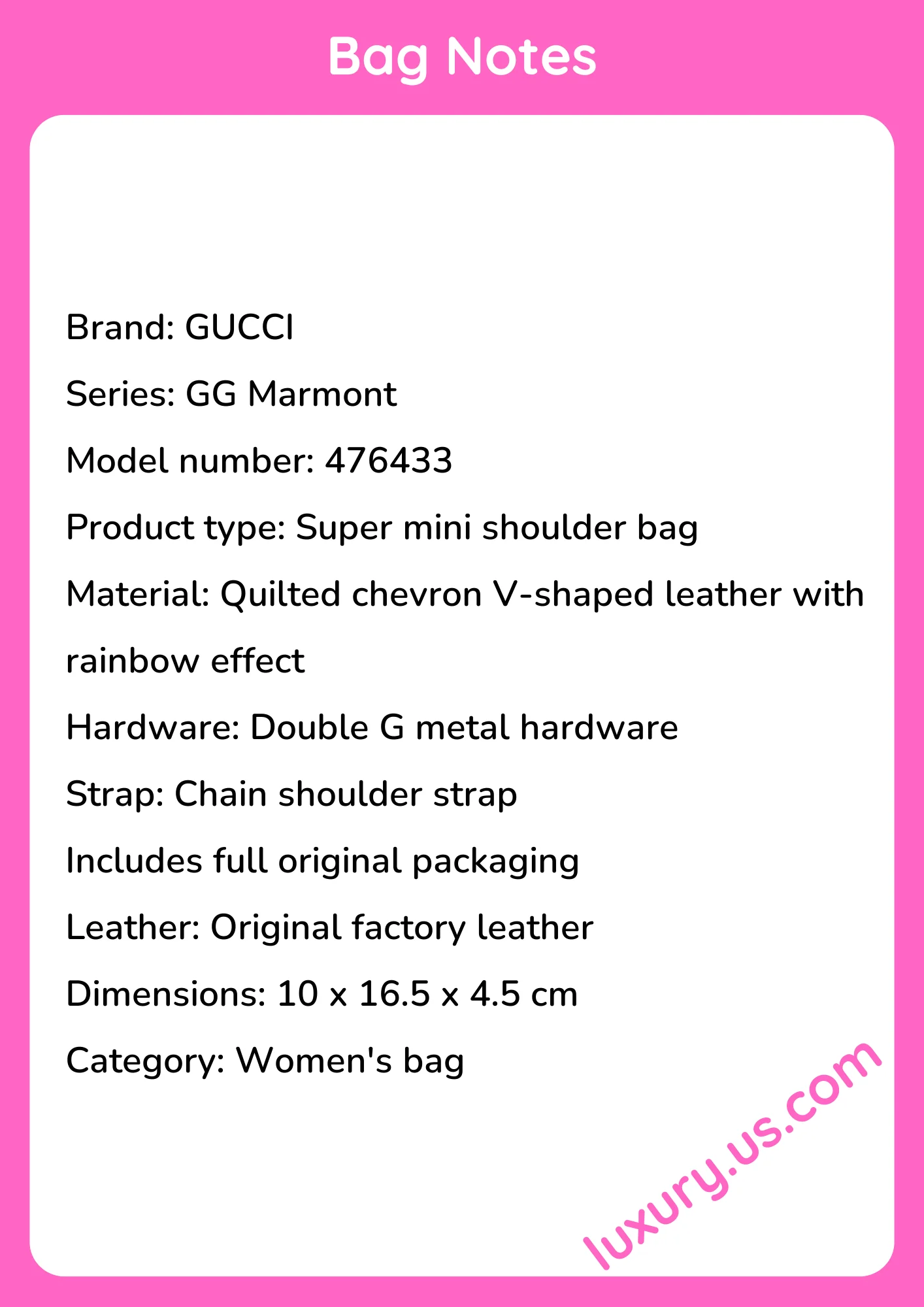 Gucci GG Marmont Super Mini Shoulder Bag 476433 10 x 16.5 x 4.5 cm - short_description_image1