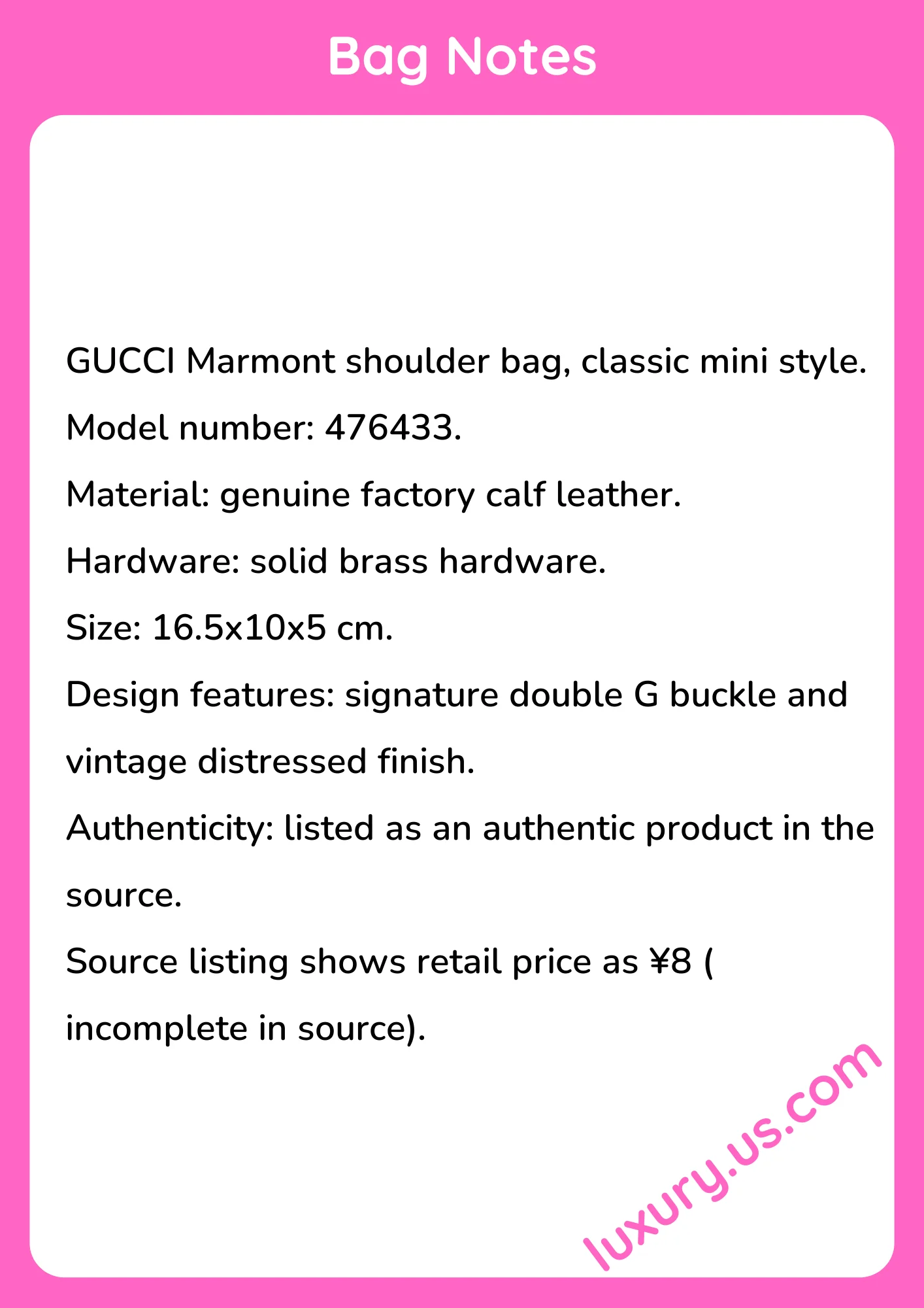 Gucci Marmont Shoulder Bag Classic Mini 16.5x10x5 cm - short_description_image1