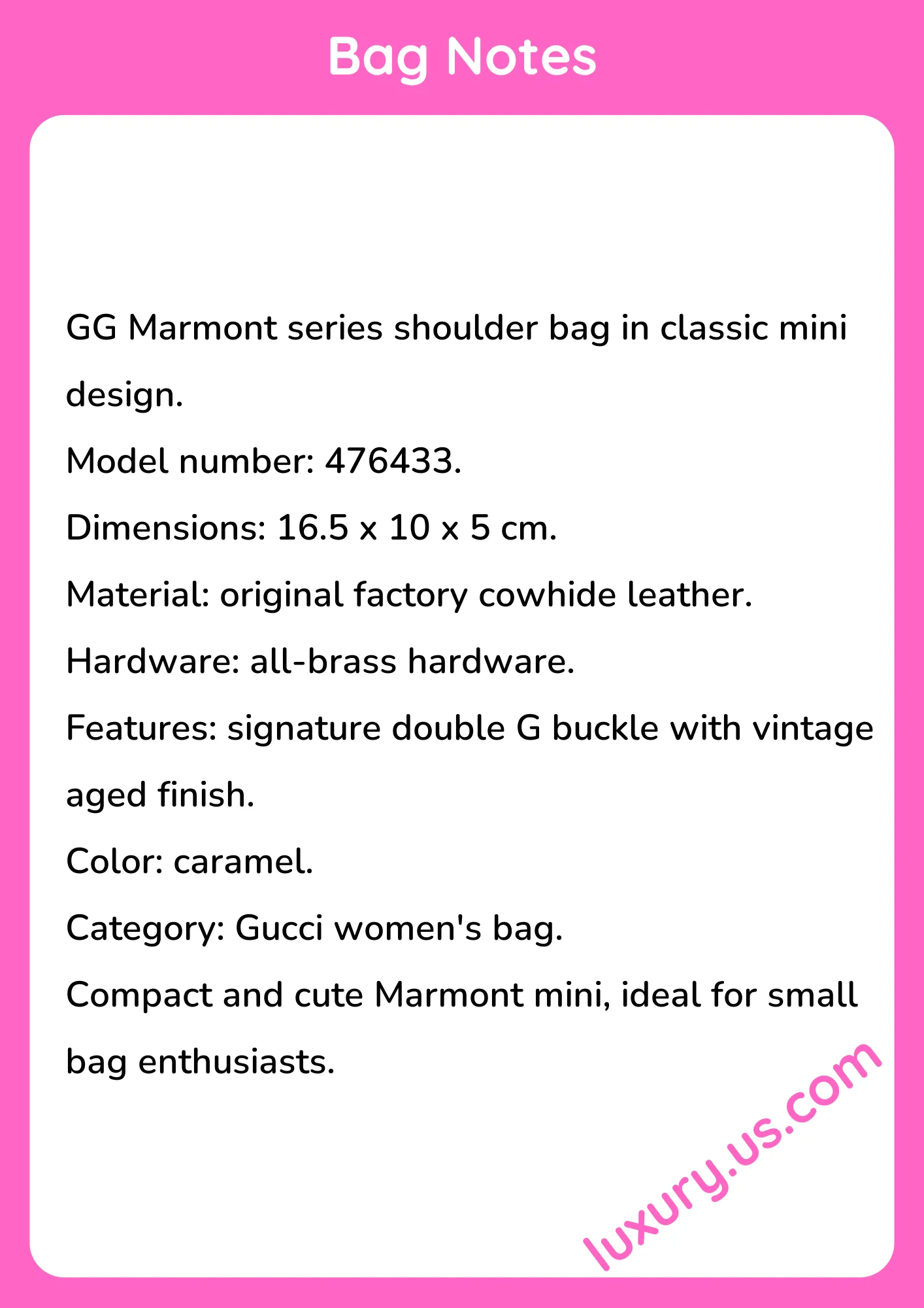 Gucci GG Marmont Shoulder Bag Classic Mini 16.5x10x5 cm - short_description_image1