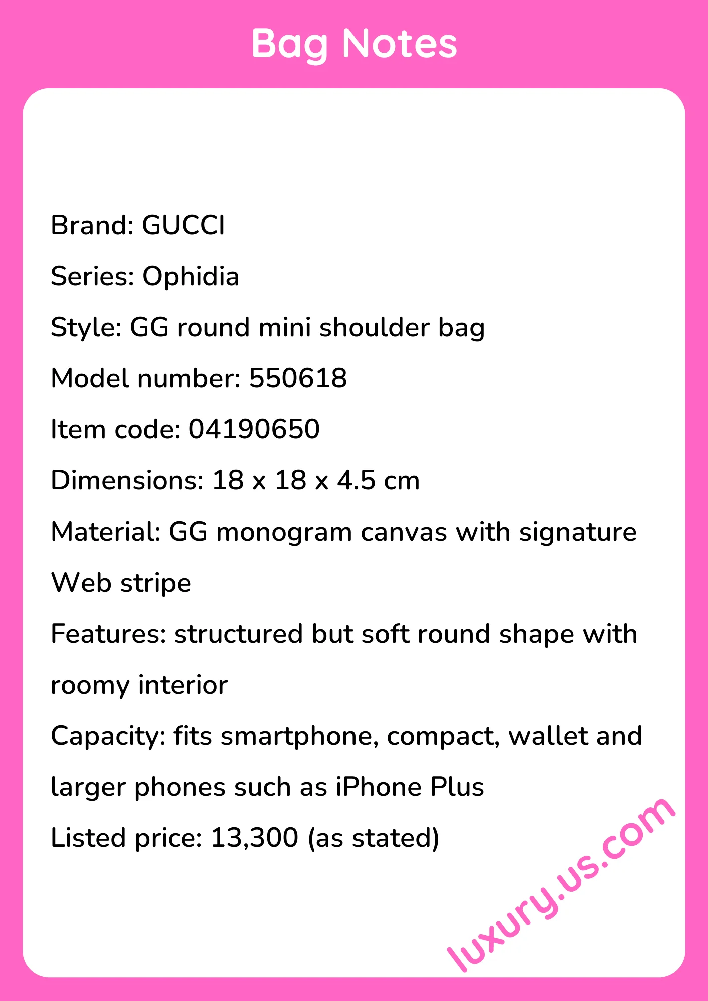 Gucci Ophidia GG Round Mini Shoulder Bag 550618 18cm - short_description_image1