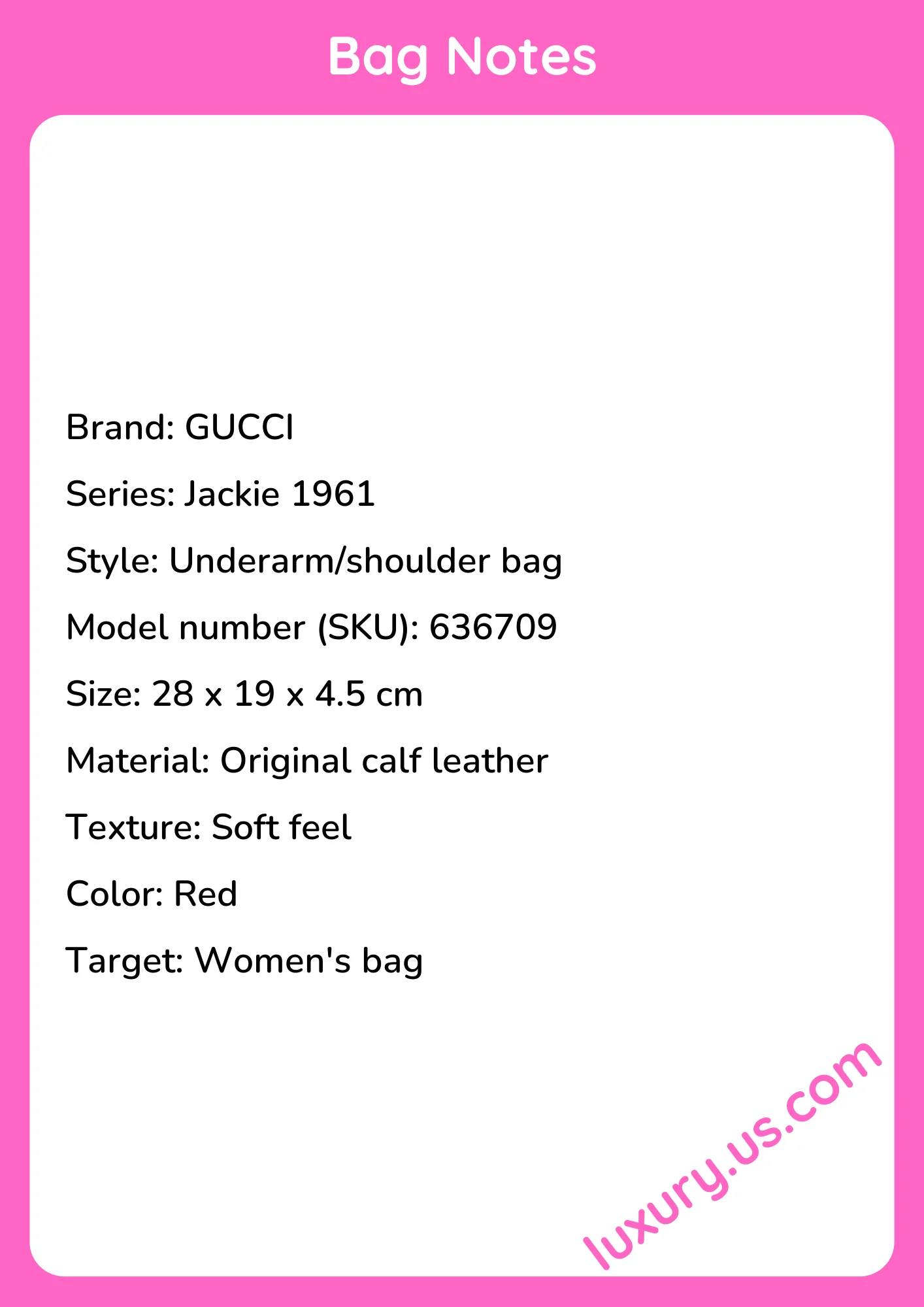 Gucci Jackie 1961 Underarm Bag 636709 28x19x4.5 cm - short_description_image1