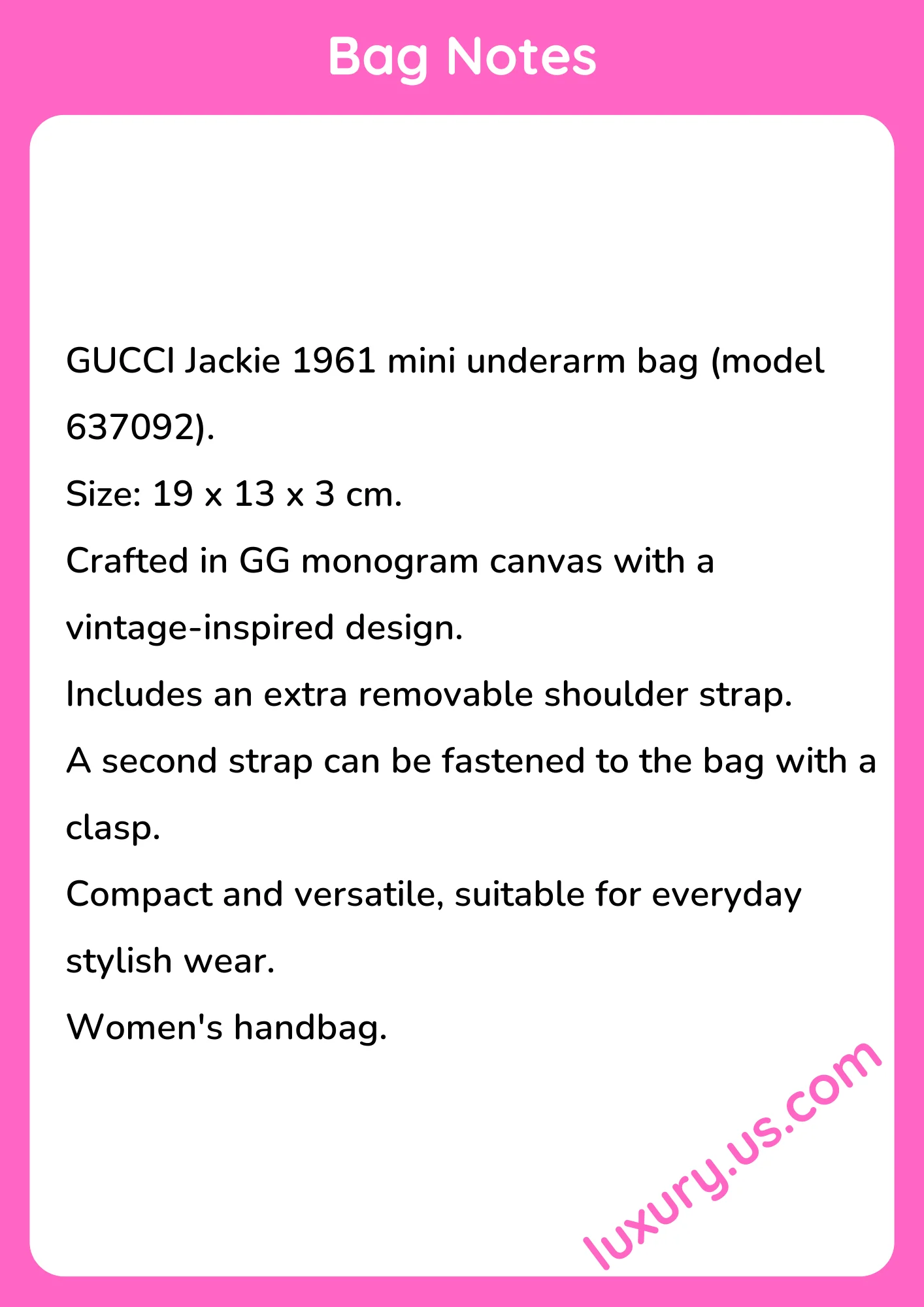 Gucci Jackie 1961 637092 19x13x3 cm - short_description_image1