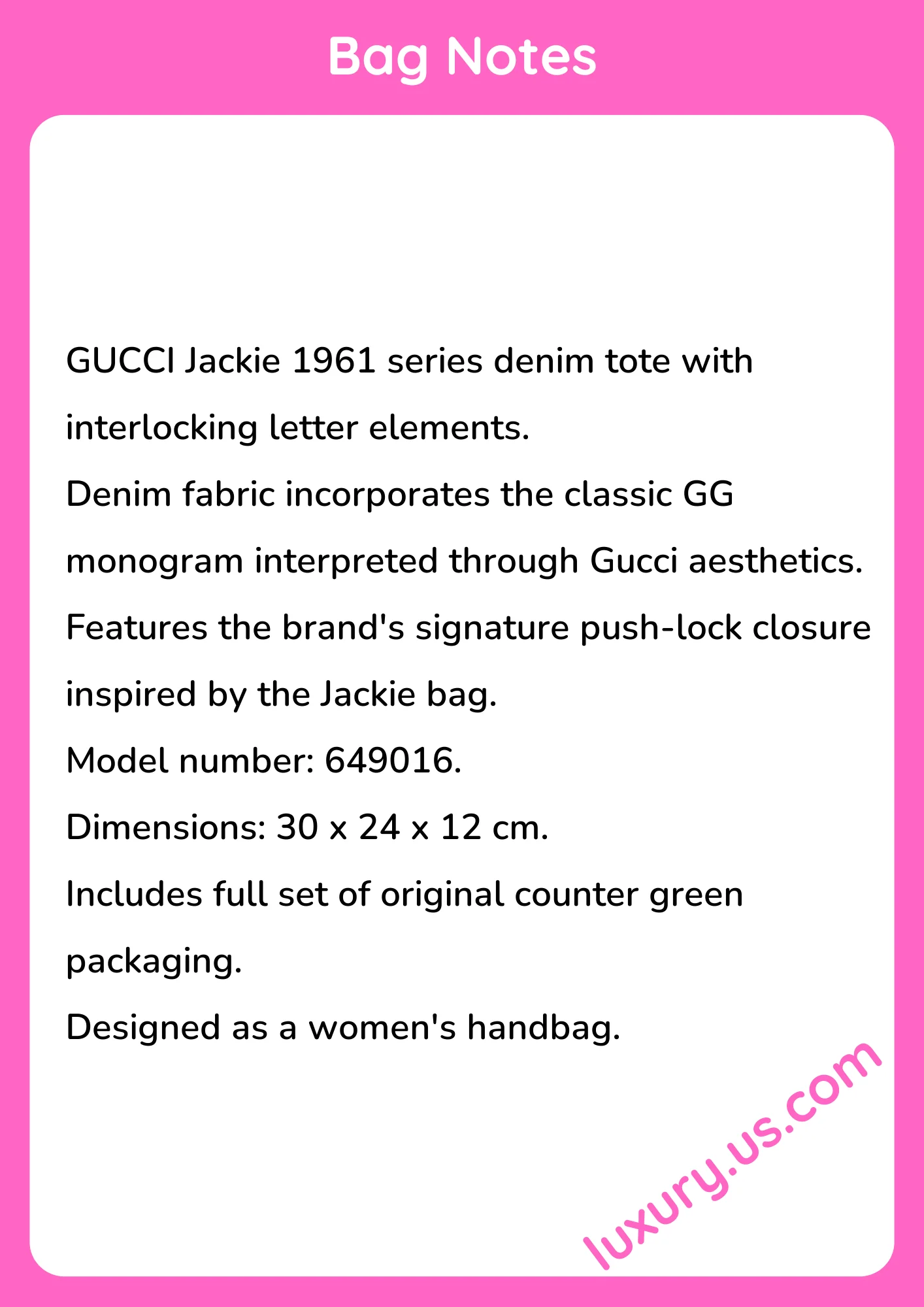 Gucci Jackie 1961 Interlocking Letter Tote 30x24x12 cm - short_description_image1