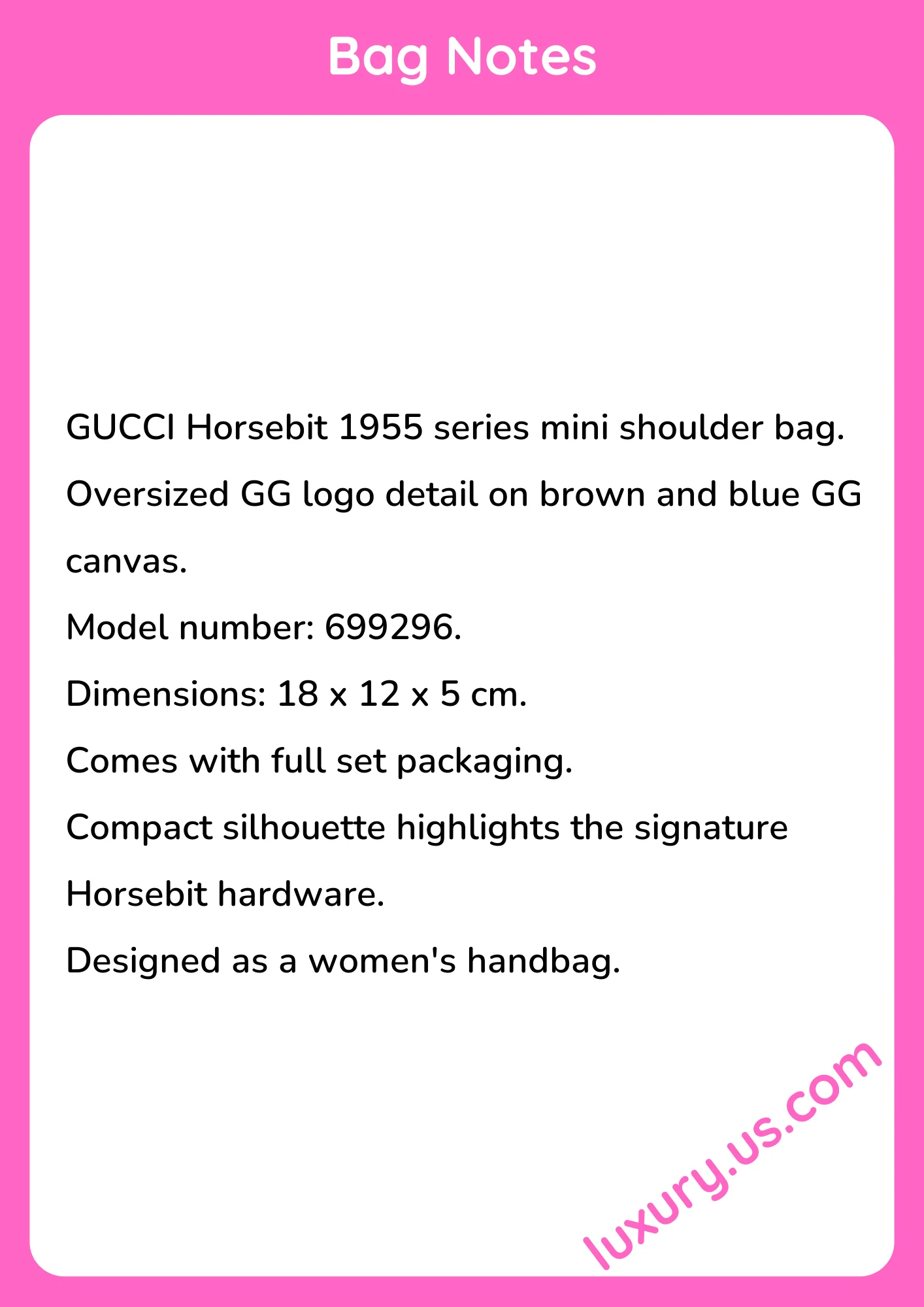 Gucci Horsebit 1955 Mini Bag Model 699296 18x12x5cm - short_description_image1