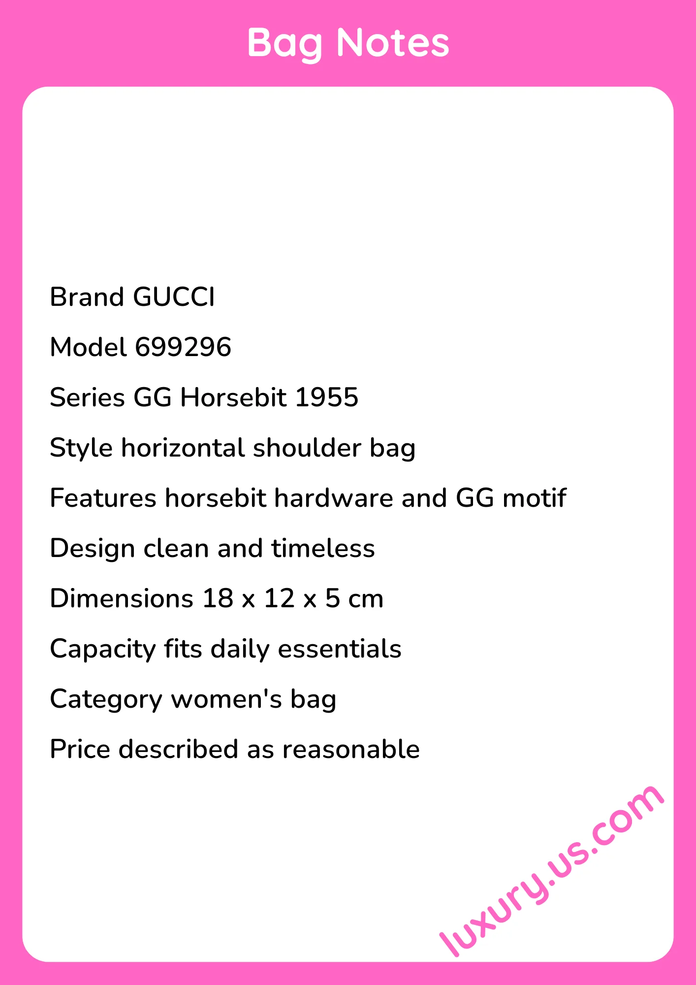 Gucci GG Horsebit 1955 Horizontal Shoulder Bag 18x12x5 cm - short_description_image1