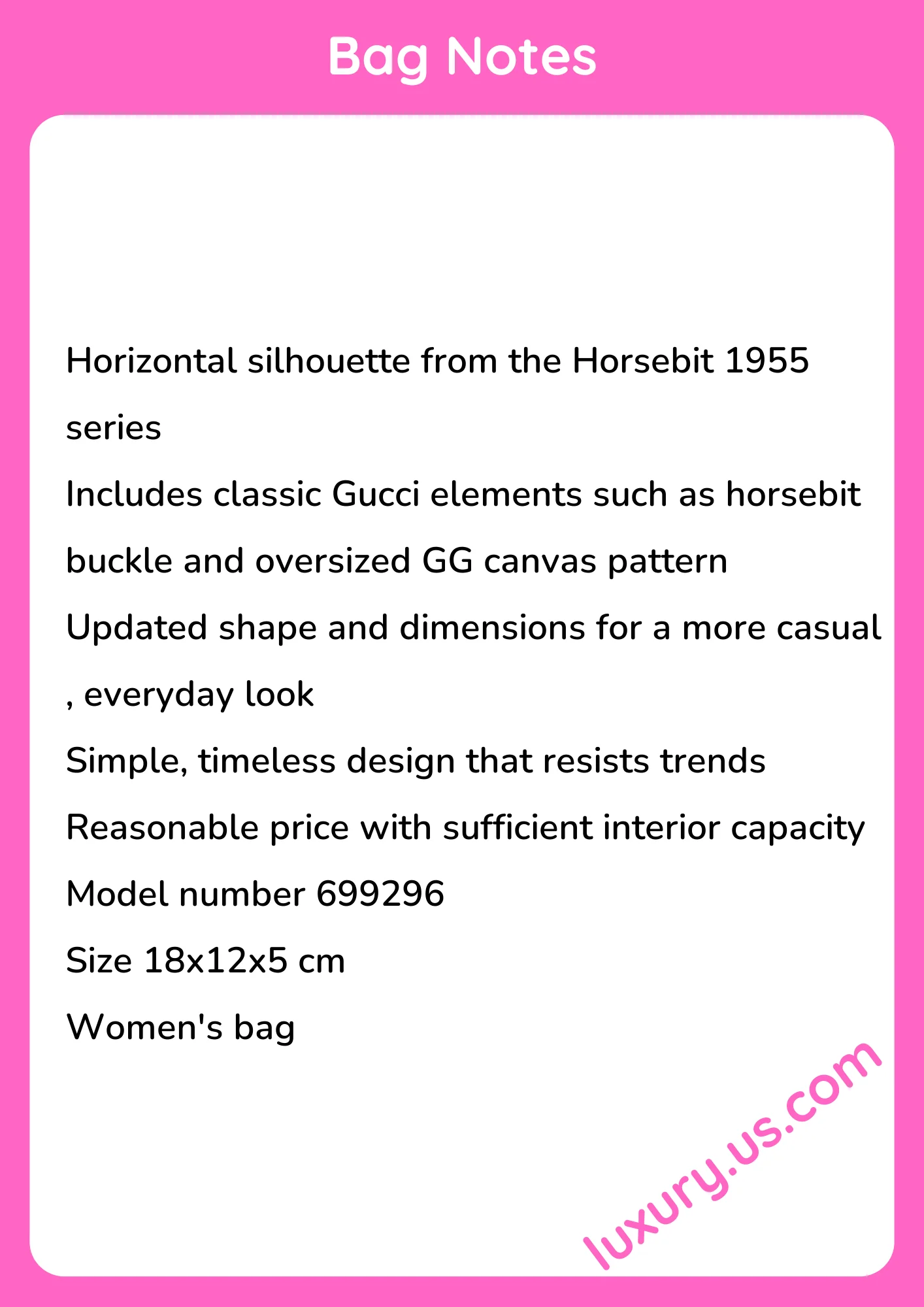 Gucci Horsebit 1955 Horizontal Bag 699296 18x12x5 cm - short_description_image1