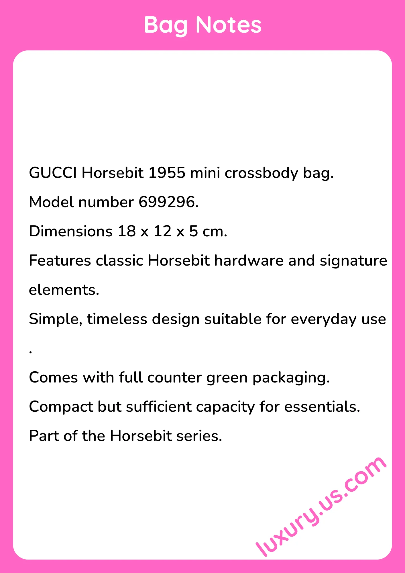 Gucci Horsebit 1955 Mini Crossbody 699296 18x12x5 cm - short_description_image1