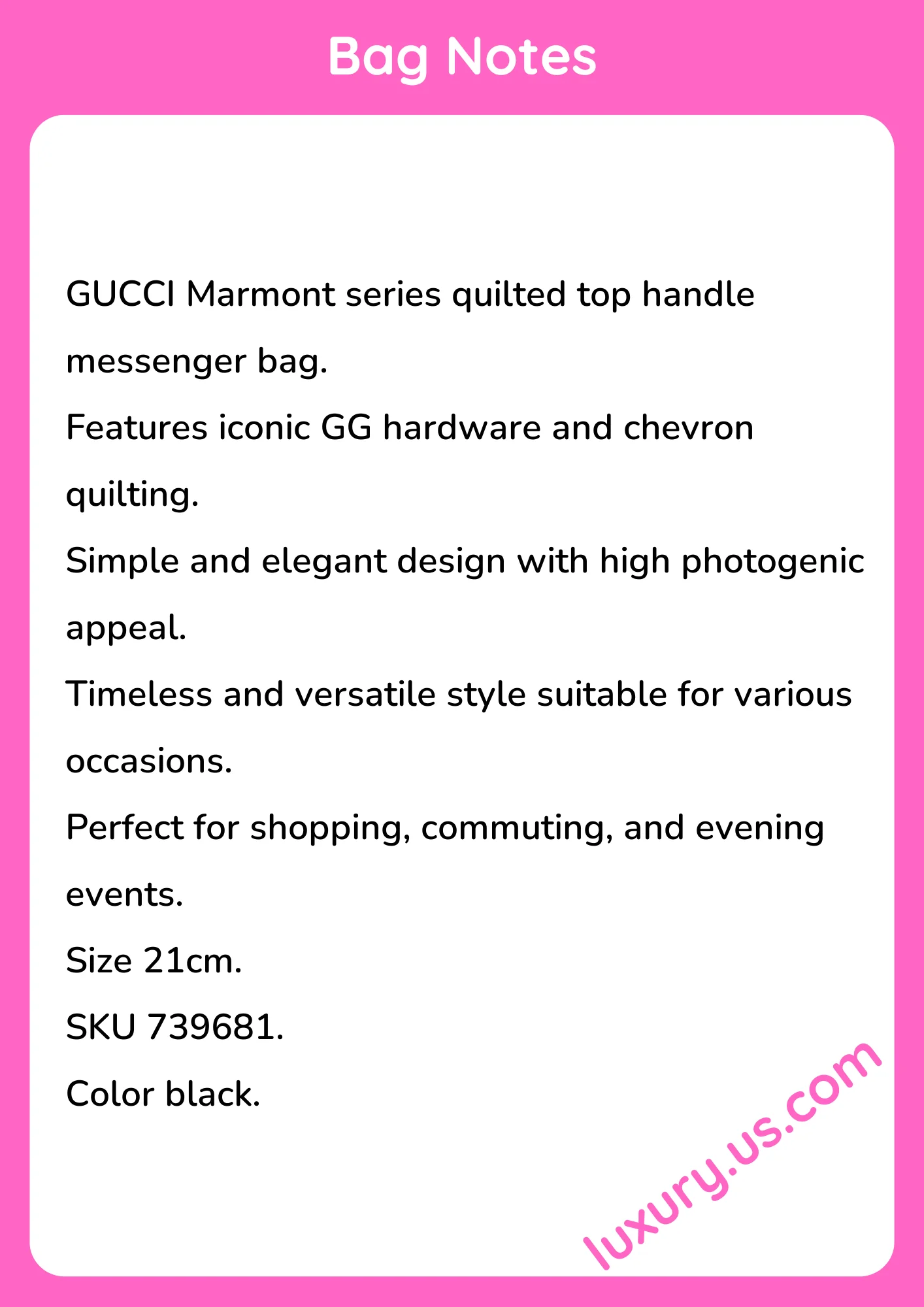Gucci Marmont Quilted Top Handle Messenger Bag 21cm - short_description_image1
