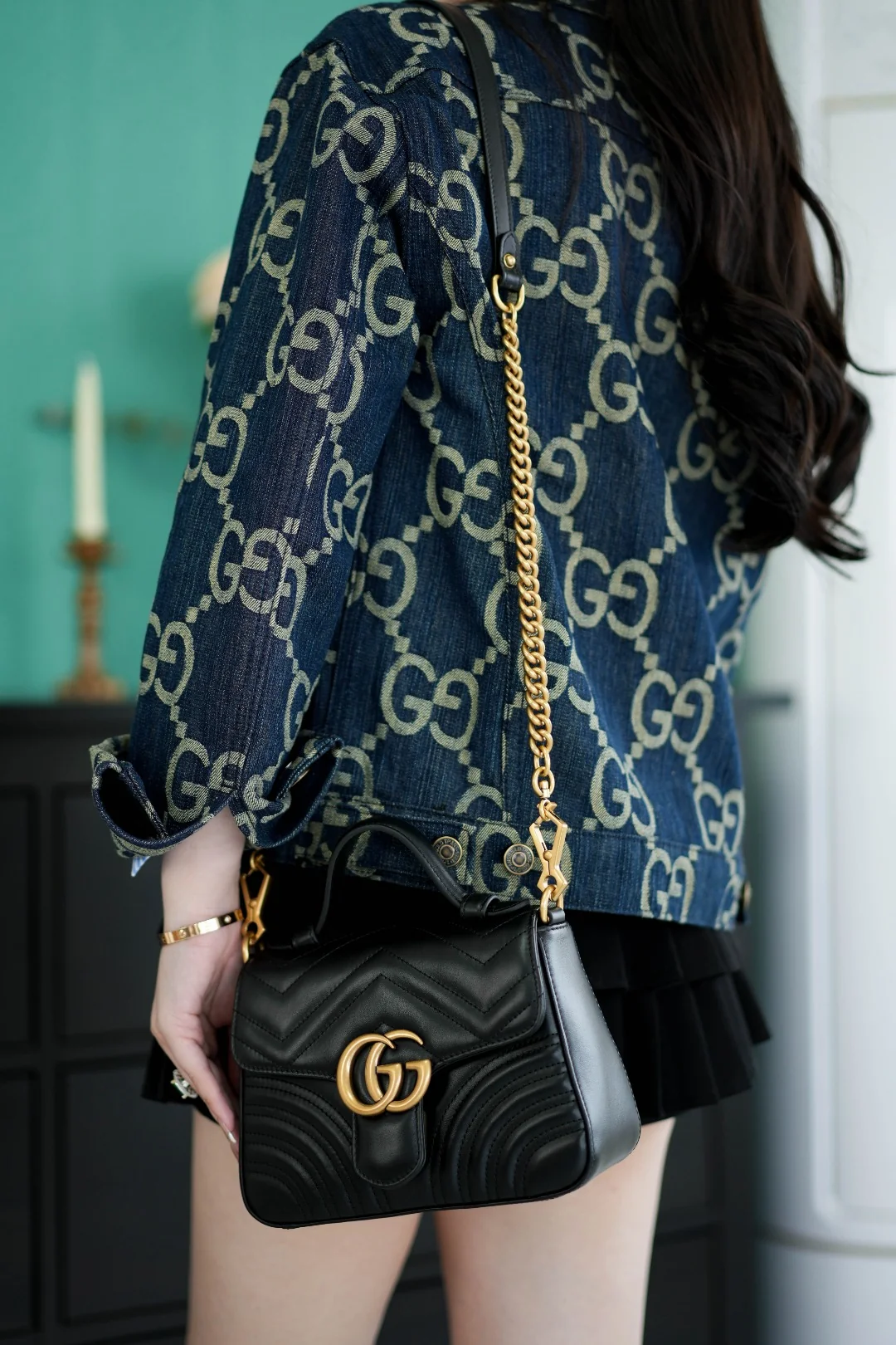 Gucci Marmont Quilted Top Handle Messenger Bag 21cm - description_image4