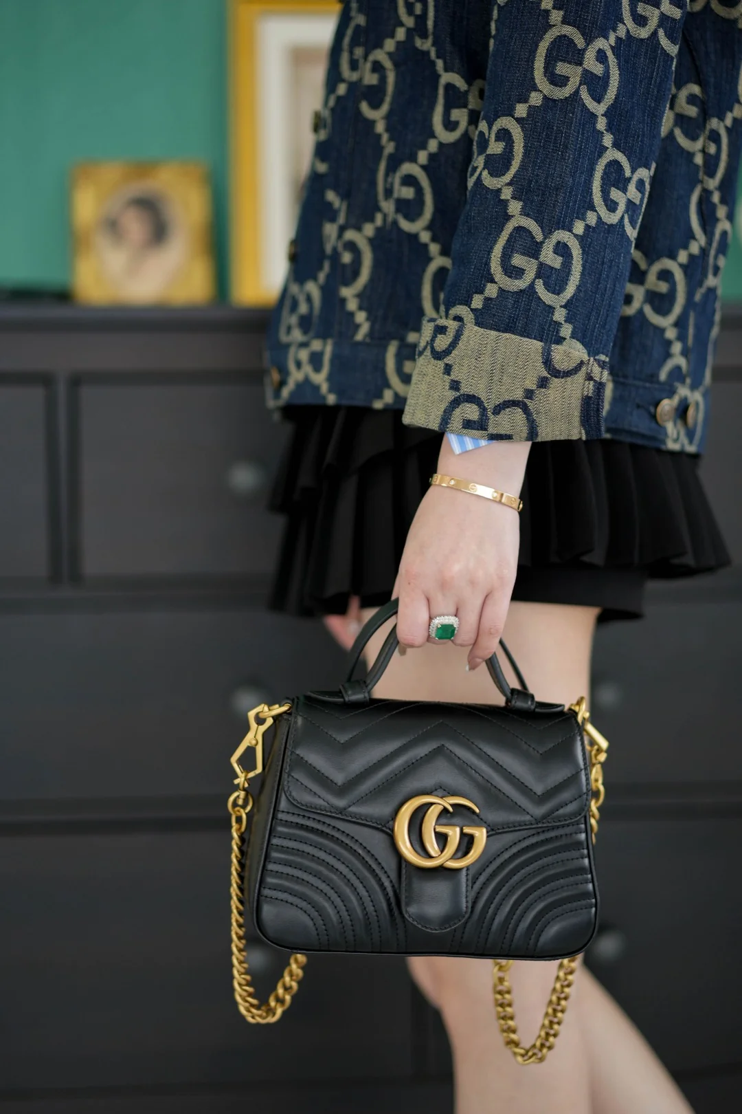 Gucci Marmont Quilted Top Handle Messenger Bag 21cm - description_image6