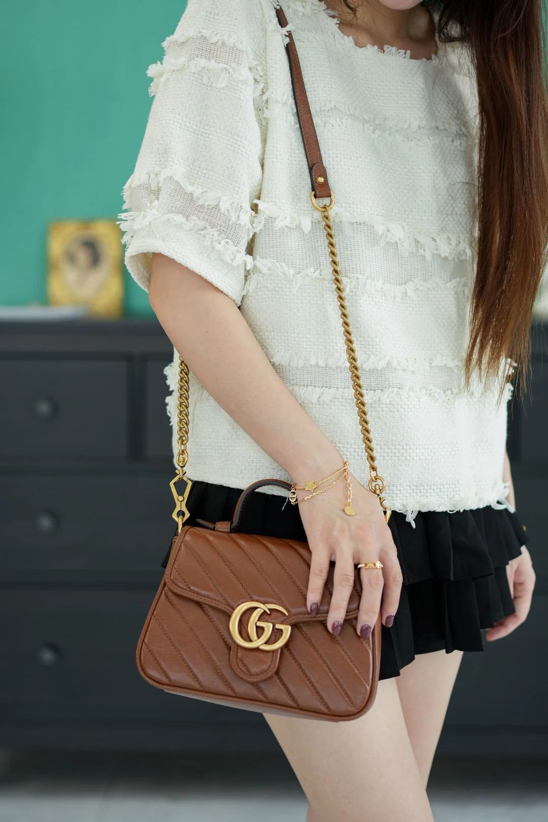 Gucci GG Marmont quilted top-handle messenger bag 21cm - description_image2