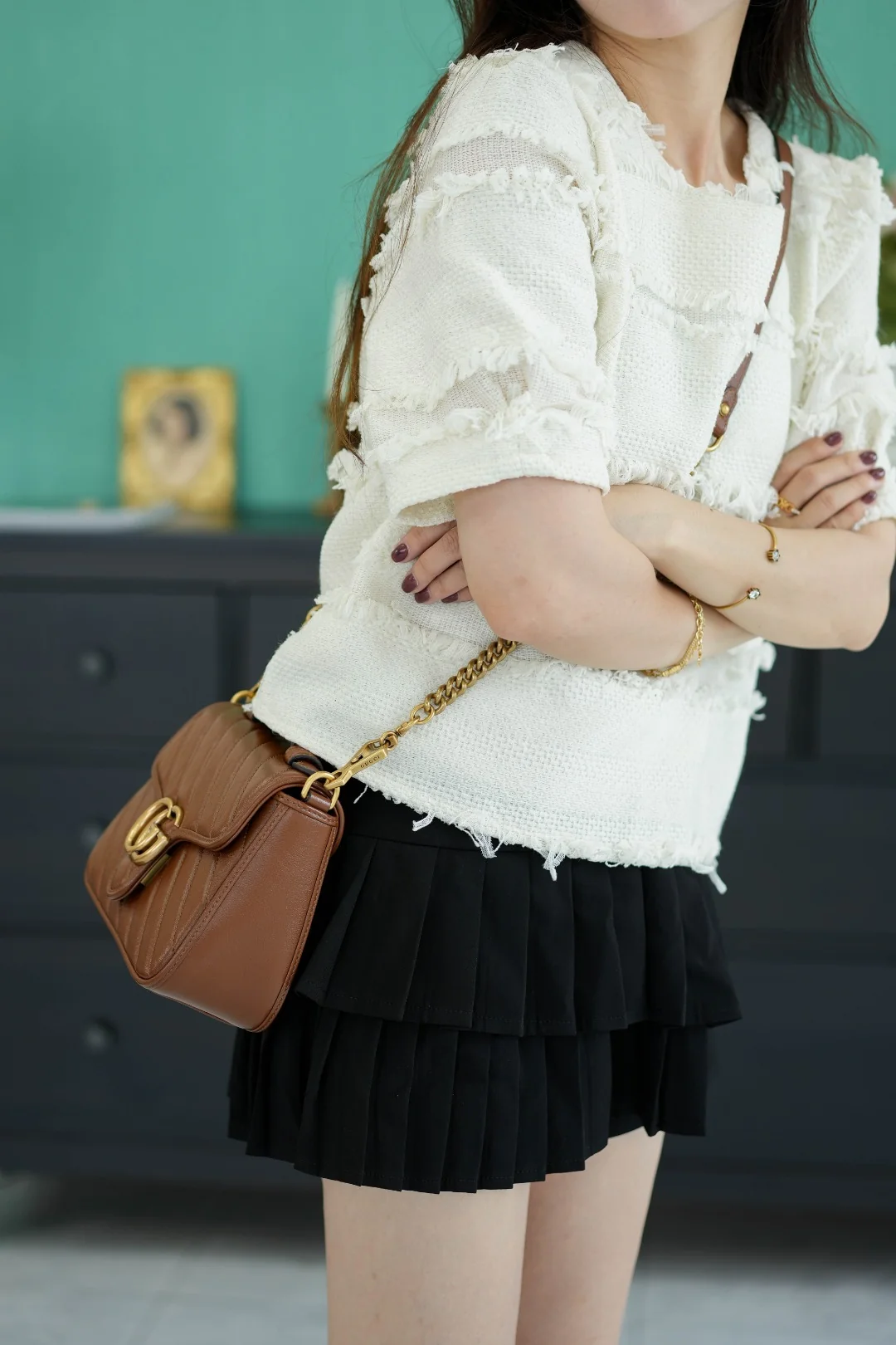 Gucci GG Marmont quilted top-handle messenger bag 21cm - description_image3