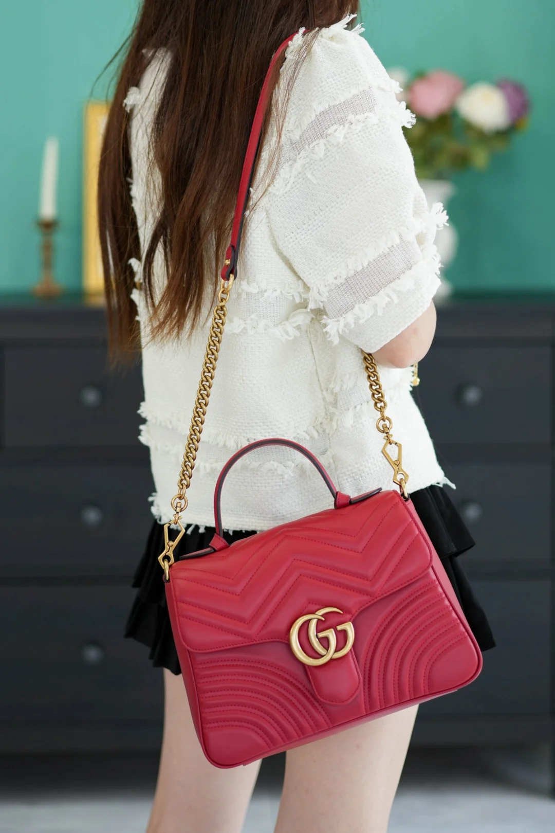 Gucci Marmont Quilted Top Handle Messenger Bag 27cm - description_image5