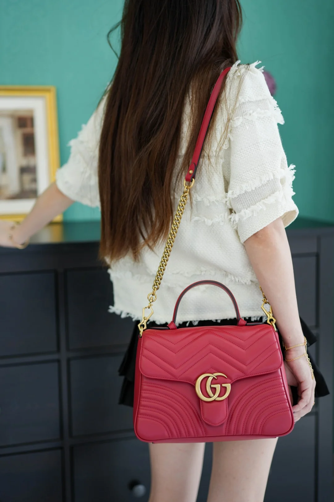 Gucci Marmont Quilted Top Handle Messenger Bag 27cm - description_image6