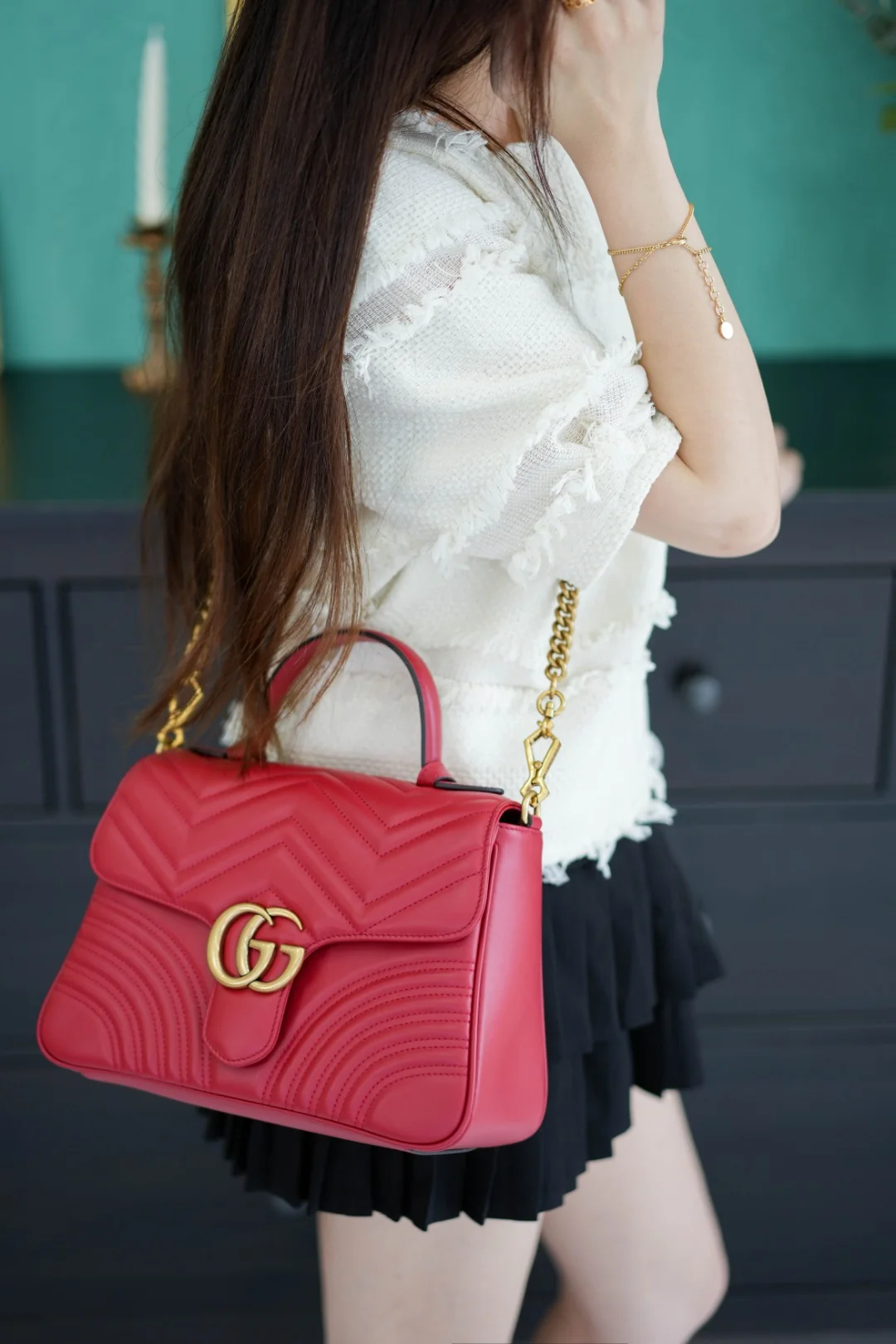 Gucci Marmont Quilted Top Handle Messenger Bag 27cm - description_image7