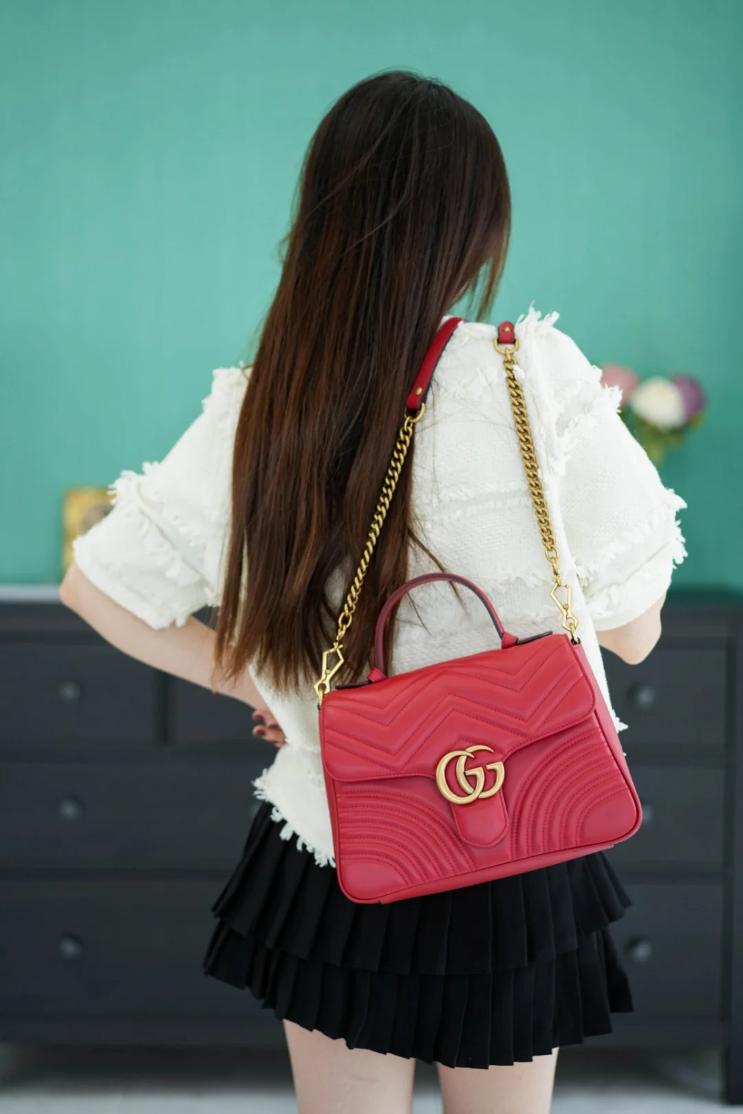 Gucci Marmont Quilted Top Handle Messenger Bag 27cm - description_image9