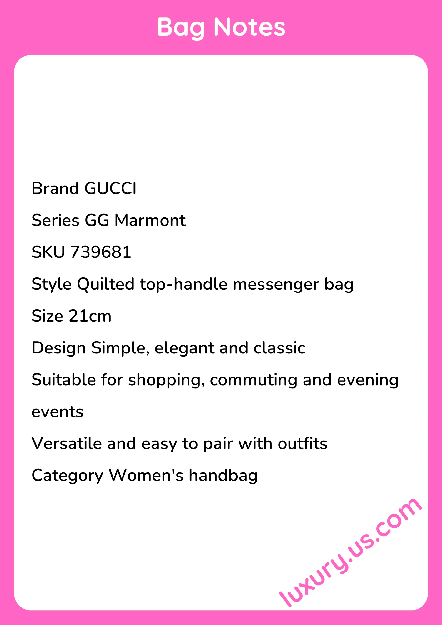 Gucci GG Marmont Quilted Top Handle Messenger Bag 21cm - short_description_image1