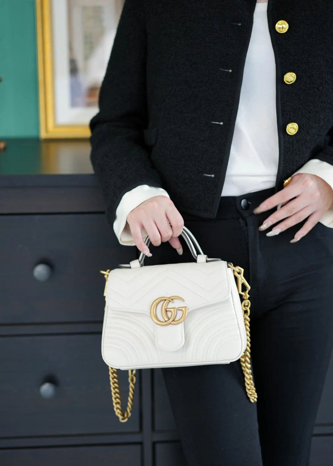 Gucci Marmont Quilted Top Handle Messenger Bag 21cm Gucci Marmont Quilted Top Handle Messenger Bag 21cm - description_image5