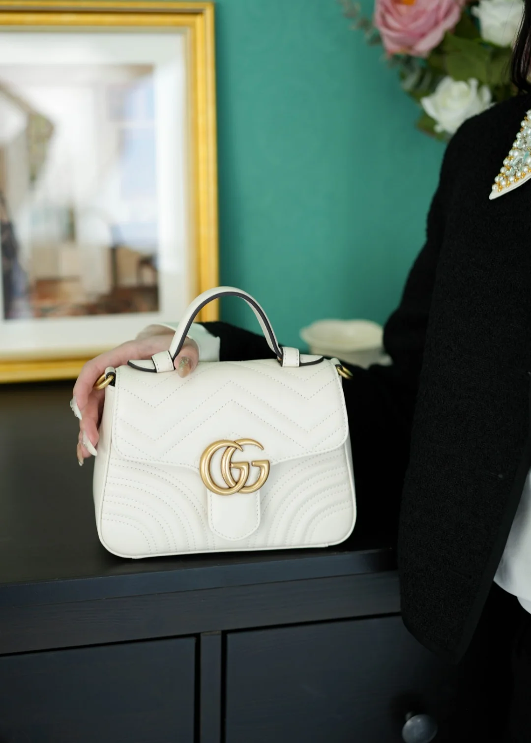 Gucci Marmont Quilted Top Handle Messenger Bag 21cm Gucci Marmont Quilted Top Handle Messenger Bag 21cm - description_image7