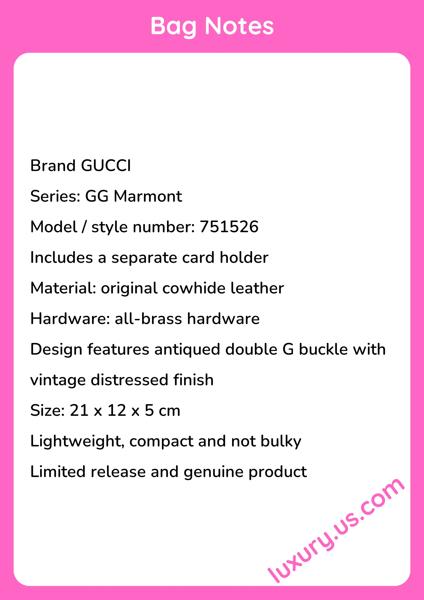 Gucci GG Marmont chain shoulder bag with card holder 751526 21x12x5 cm - short_description_image1