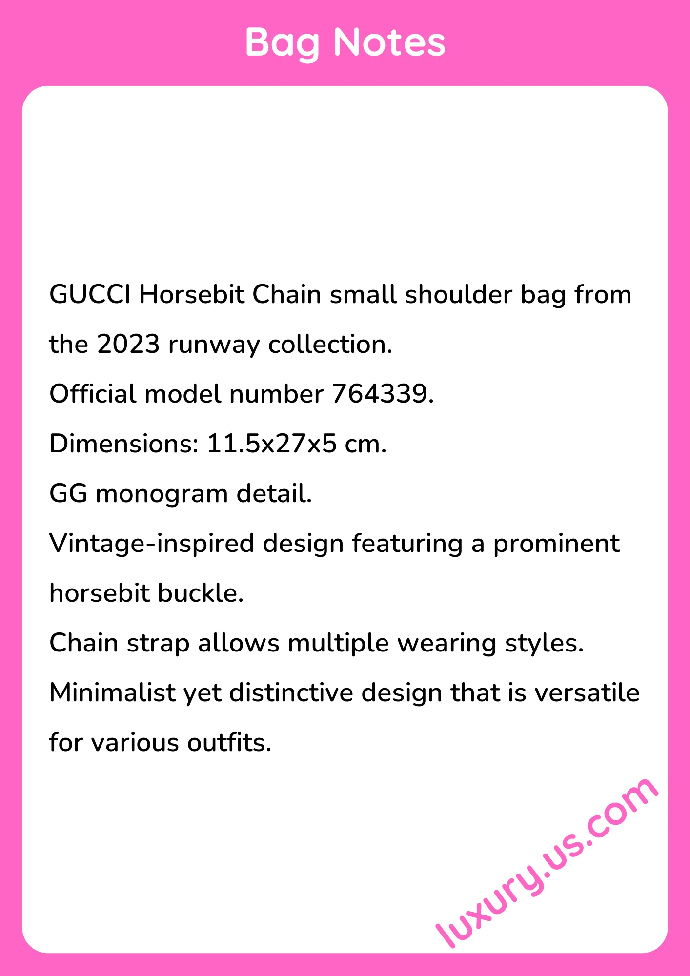 Gucci Horsebit Chain Small Shoulder Bag 11.5x27x5 cm - short_description_image1