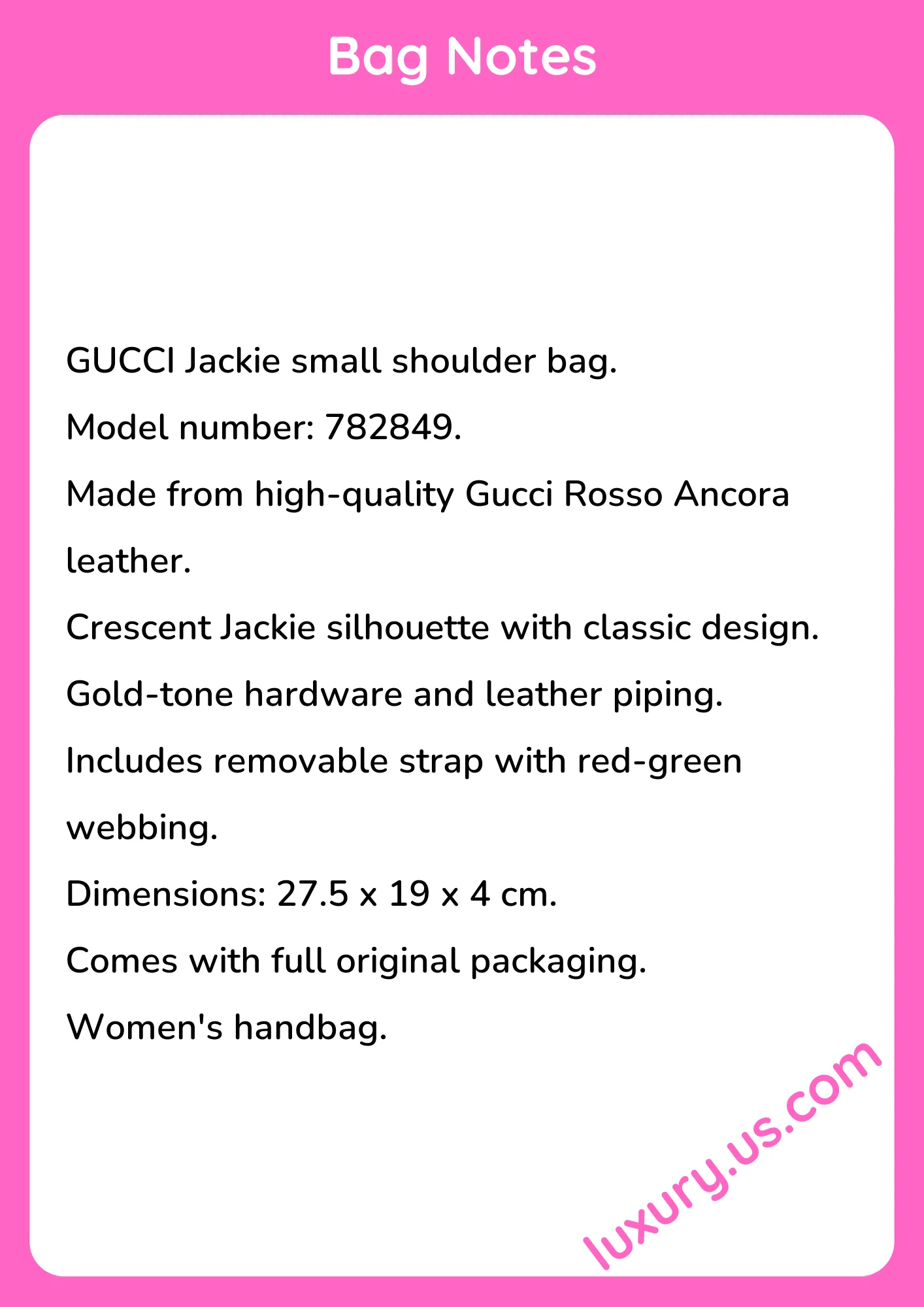 Gucci Jackie Small Shoulder Bag 27.5x19x4 cm - short_description_image1