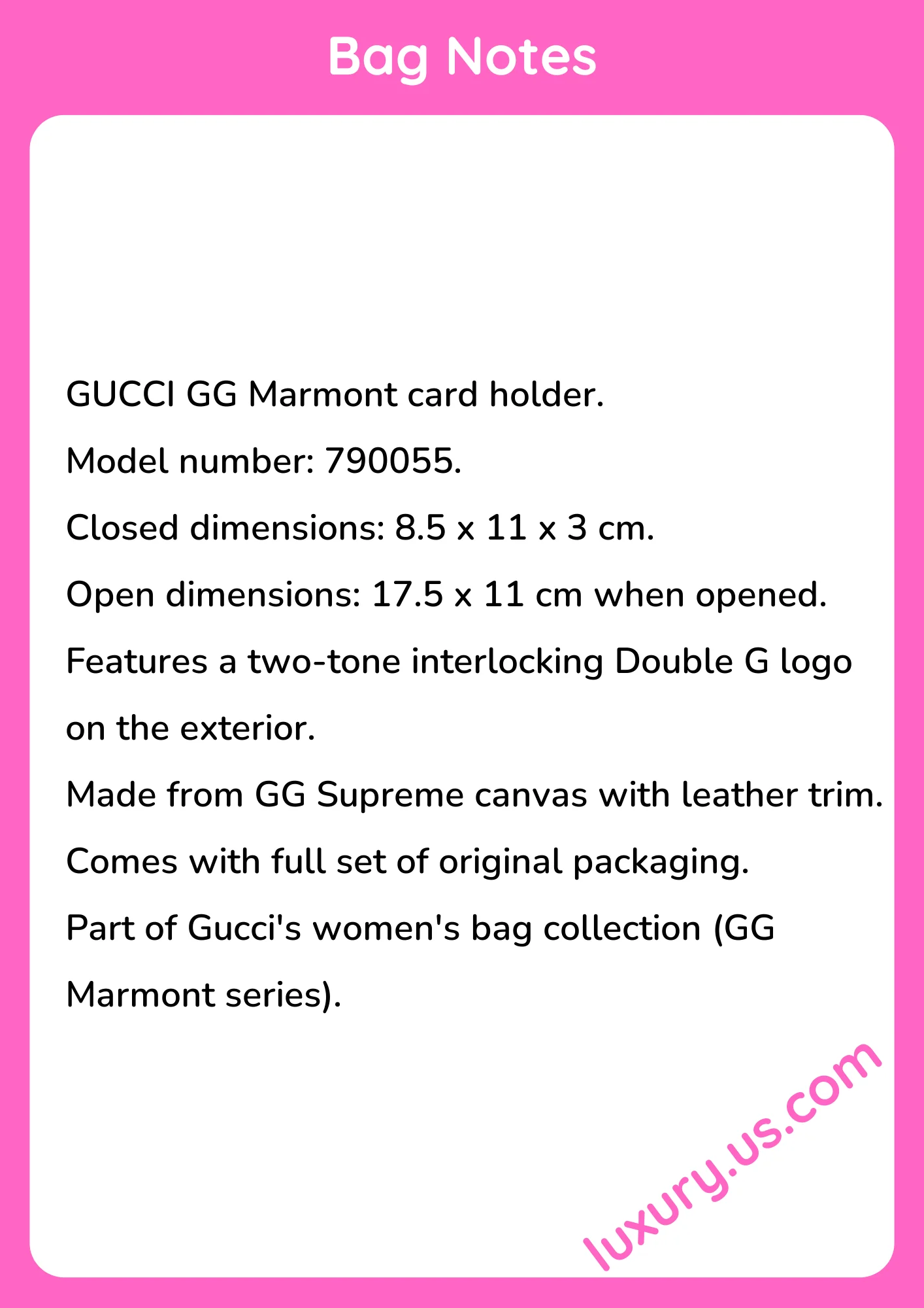 Gucci GG Marmont Card Holder 8.5 x 11 x 3 cm - short_description_image1
