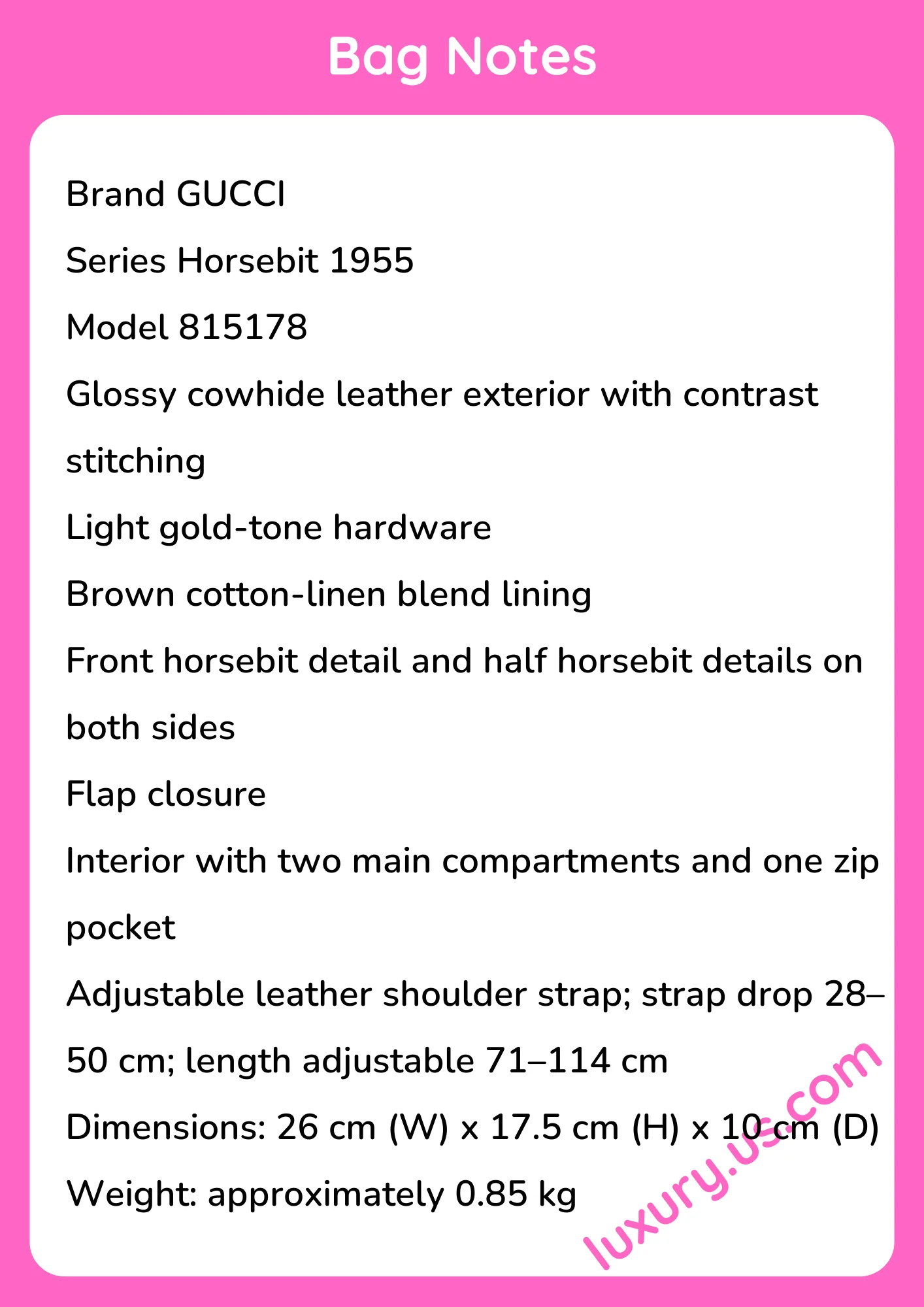 Gucci Horsebit 1955 Small Shoulder Bag 26 x 17.5 x 10 cm - short_description_image1