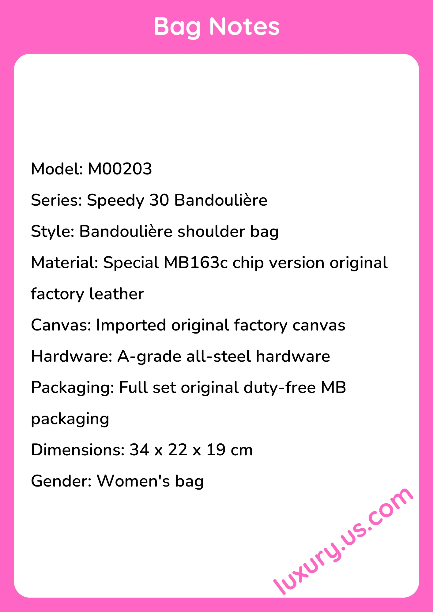 Louisvuitton Speedy 30 Bandoulière Bag M00203 34 x 22 x 19 cm Louisvuitton Speedy 30 Bandoulière Bag M00203 34 x 22 x 19 cm - short_description_image1