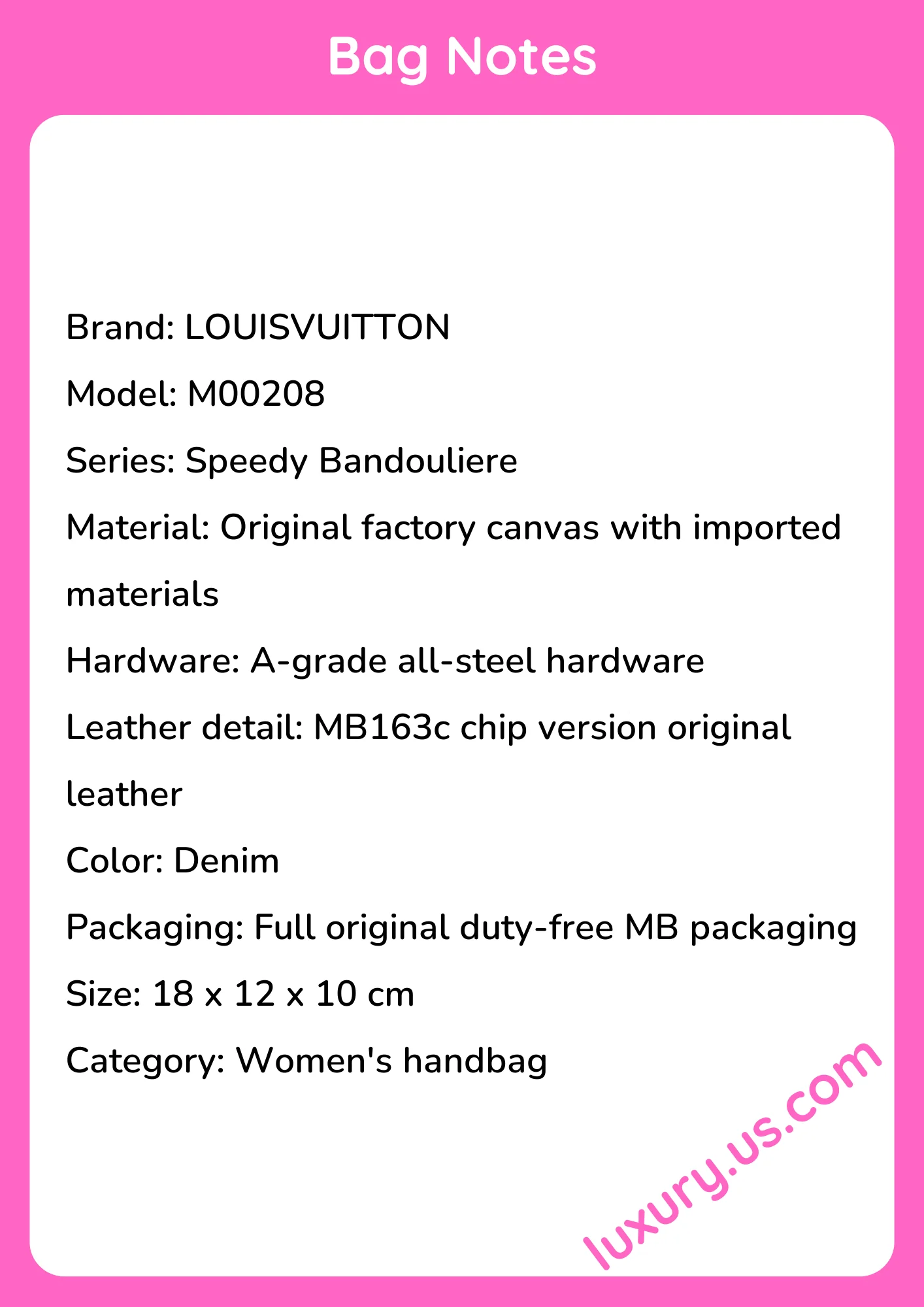 Louisvuitton Speedy Bandouliere Handbag M00208 18 x 12 x 10 cm Louisvuitton Speedy Bandouliere Handbag M00208 18 x 12 x 10 cm - short_description_image1