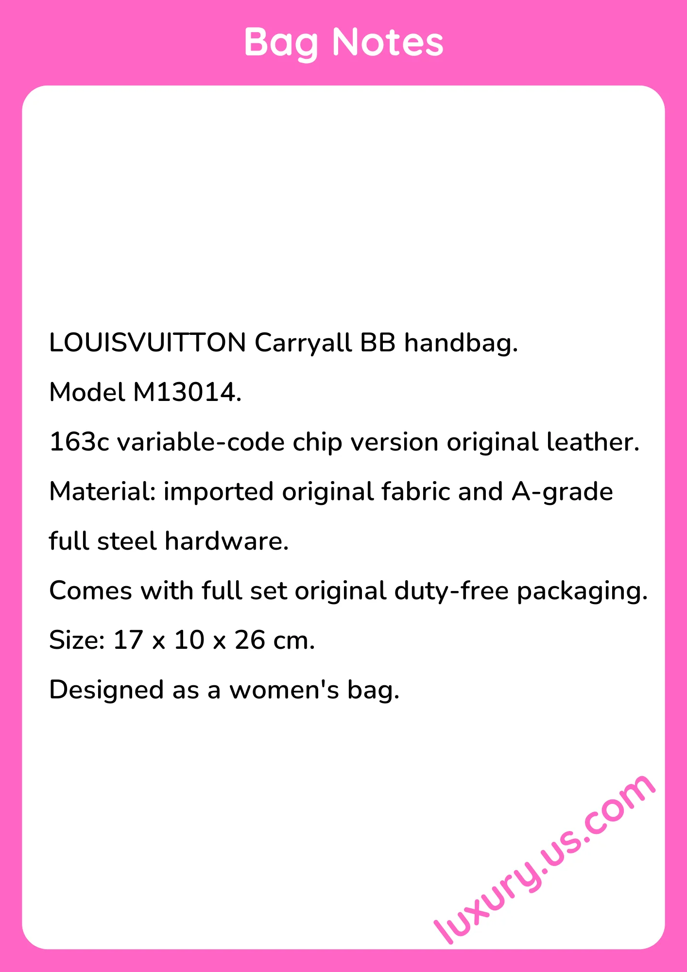 Louisvuitton Carryall BB Handbag M13014 26cm - short_description_image1