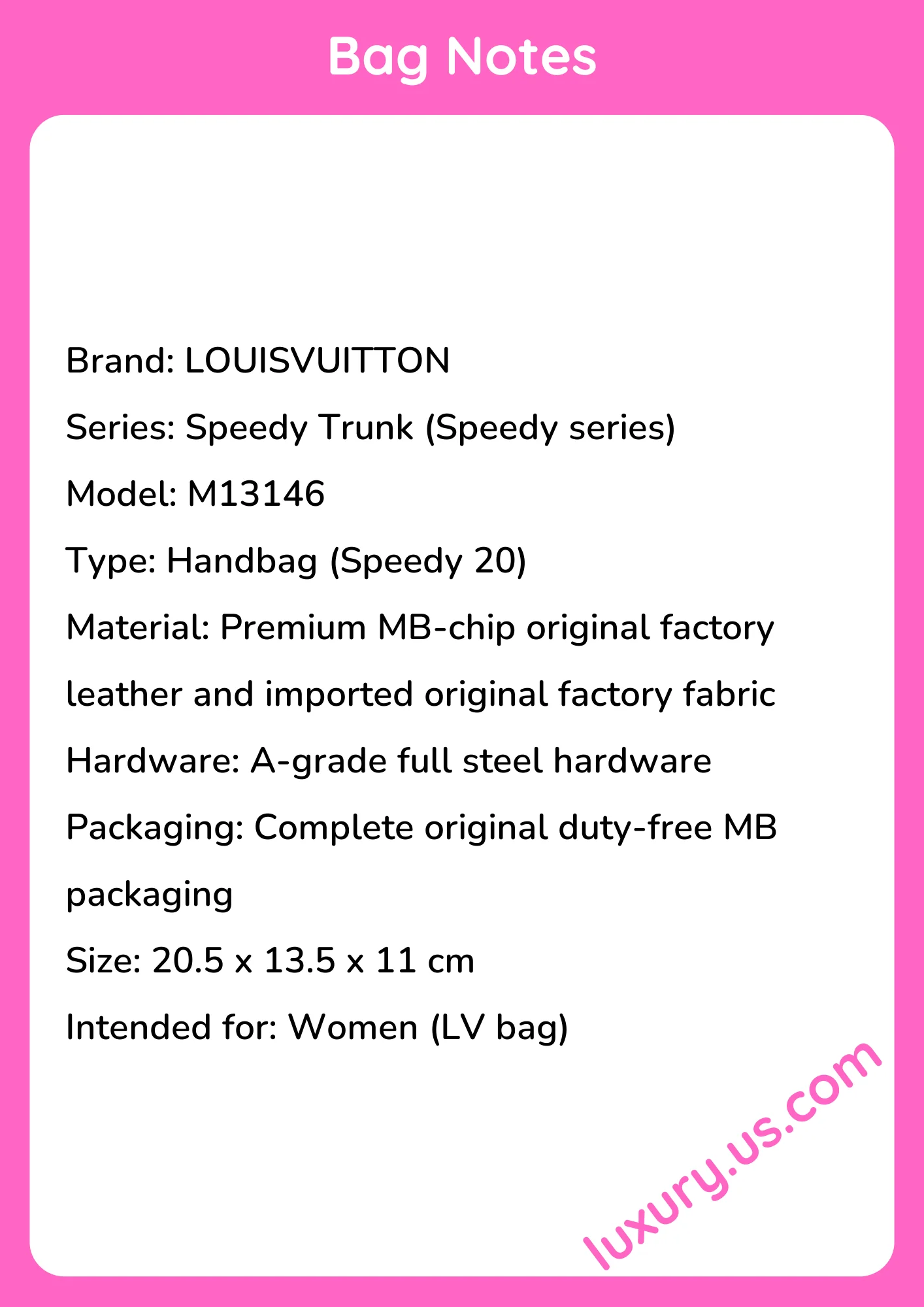 Louisvuitton Speedy Trunk Handbag M13146 20.5x13.5x11 cm Louisvuitton Speedy Trunk Handbag M13146 20.5x13.5x11 cm - short_description_image1