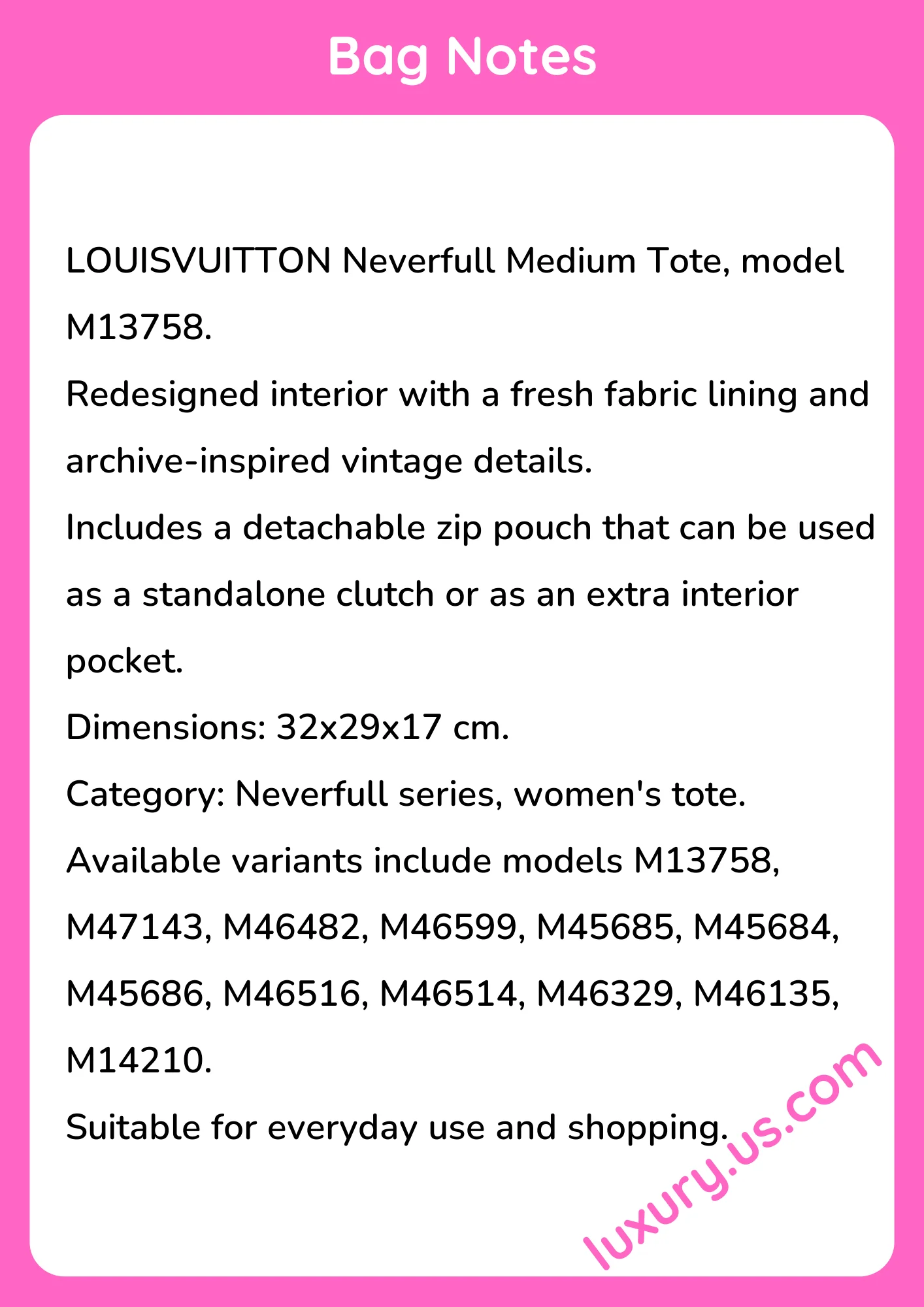 Louisvuitton Neverfull Medium Tote 32x29x17 cm Louisvuitton Neverfull Medium Tote 32x29x17 cm - short_description_image1