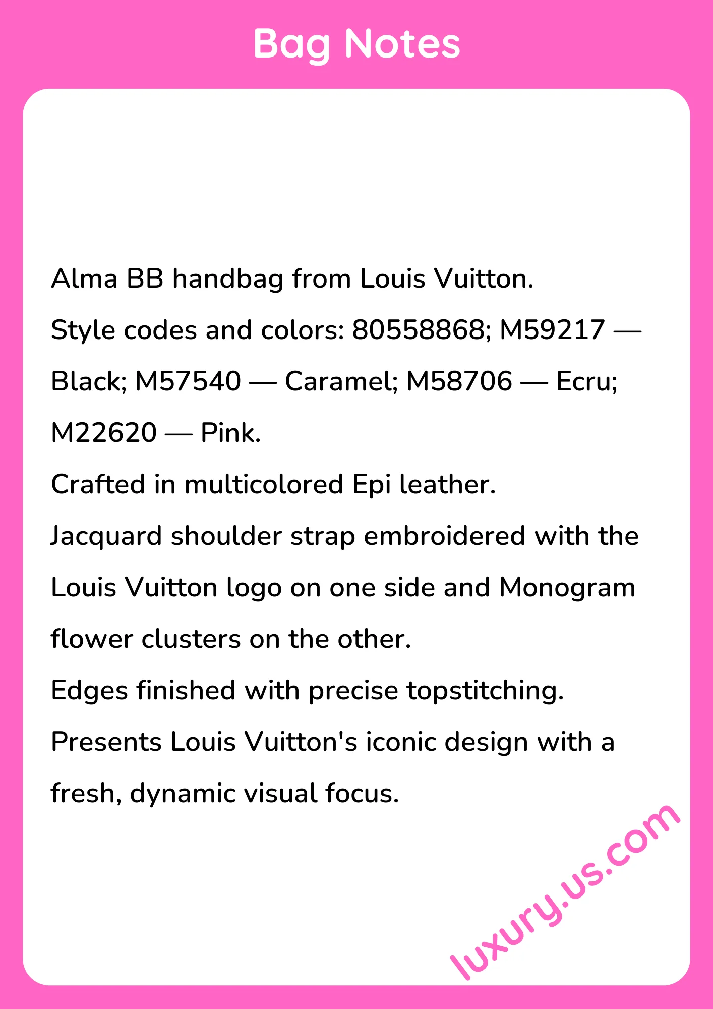 Louis Vuitton Alma BB M22620 Pink - short_description_image1