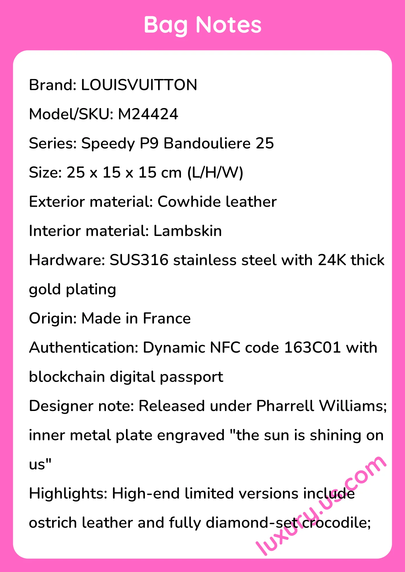 Louisvuitton Speedy P9 Bandouliere 25 M24424 25x15x15 cm Louisvuitton Speedy P9 Bandouliere 25 M24424 25x15x15 cm - short_description_image1