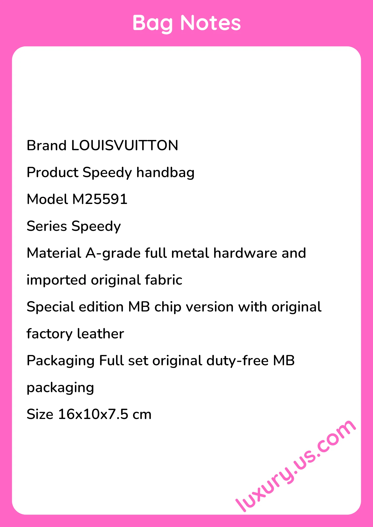 Louisvuitton Speedy Handbag M25591 16x10x7.5 cm Louisvuitton Speedy Handbag M25591 16x10x7.5 cm - short_description_image1