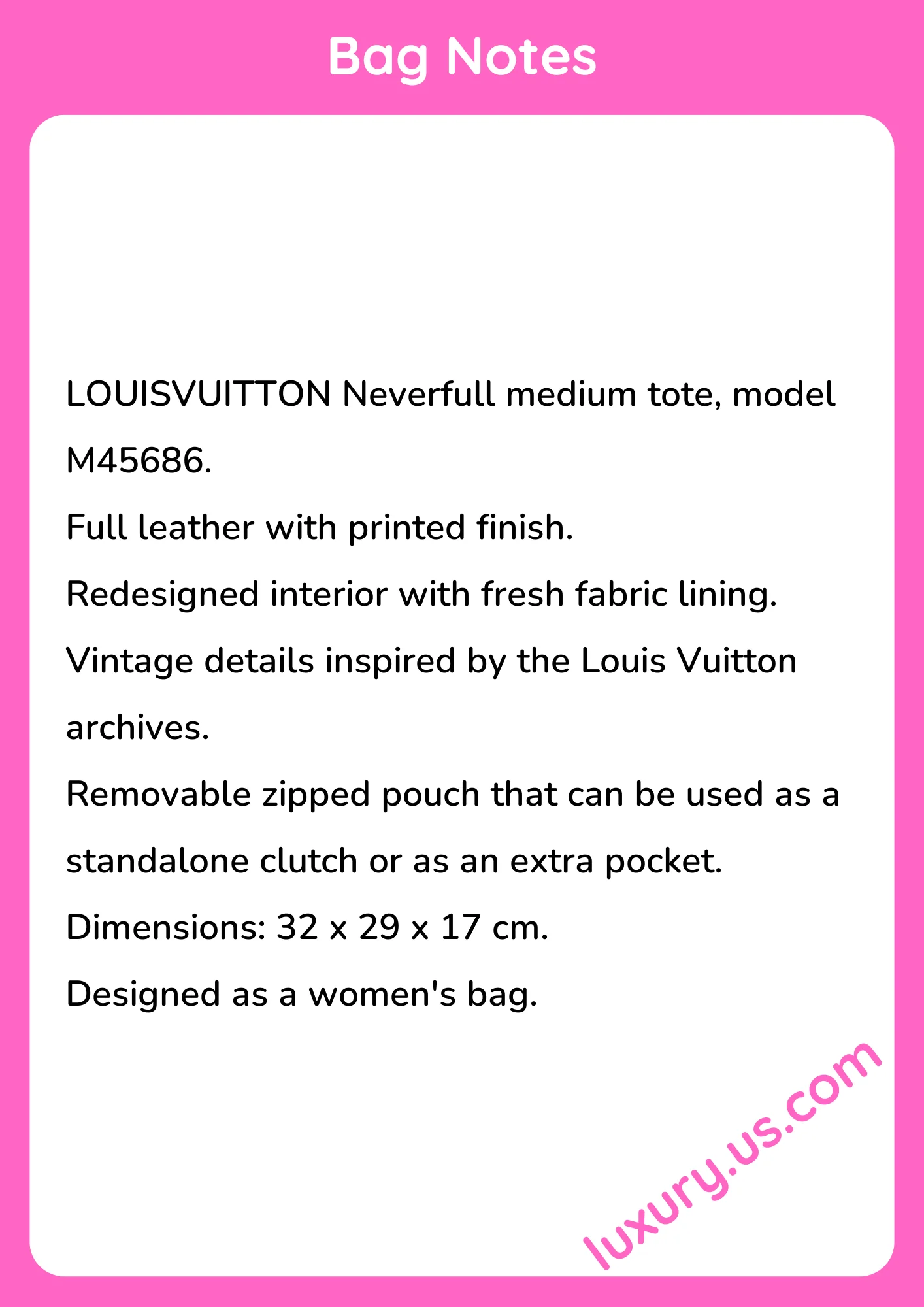Louisvuitton Neverfull Medium Tote M45686 32x29x17 cm - short_description_image1