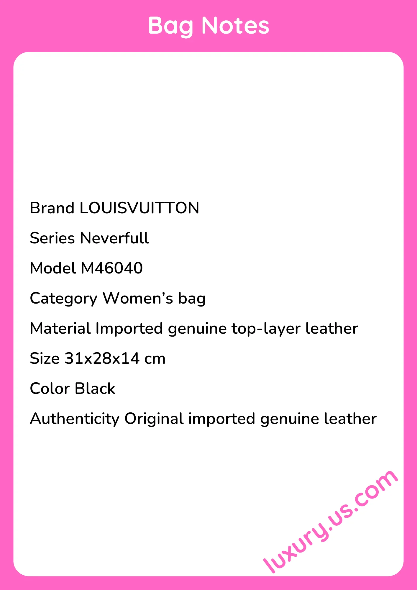 Louisvuitton Neverfull M46040 31x28x14 cm - short_description_image1