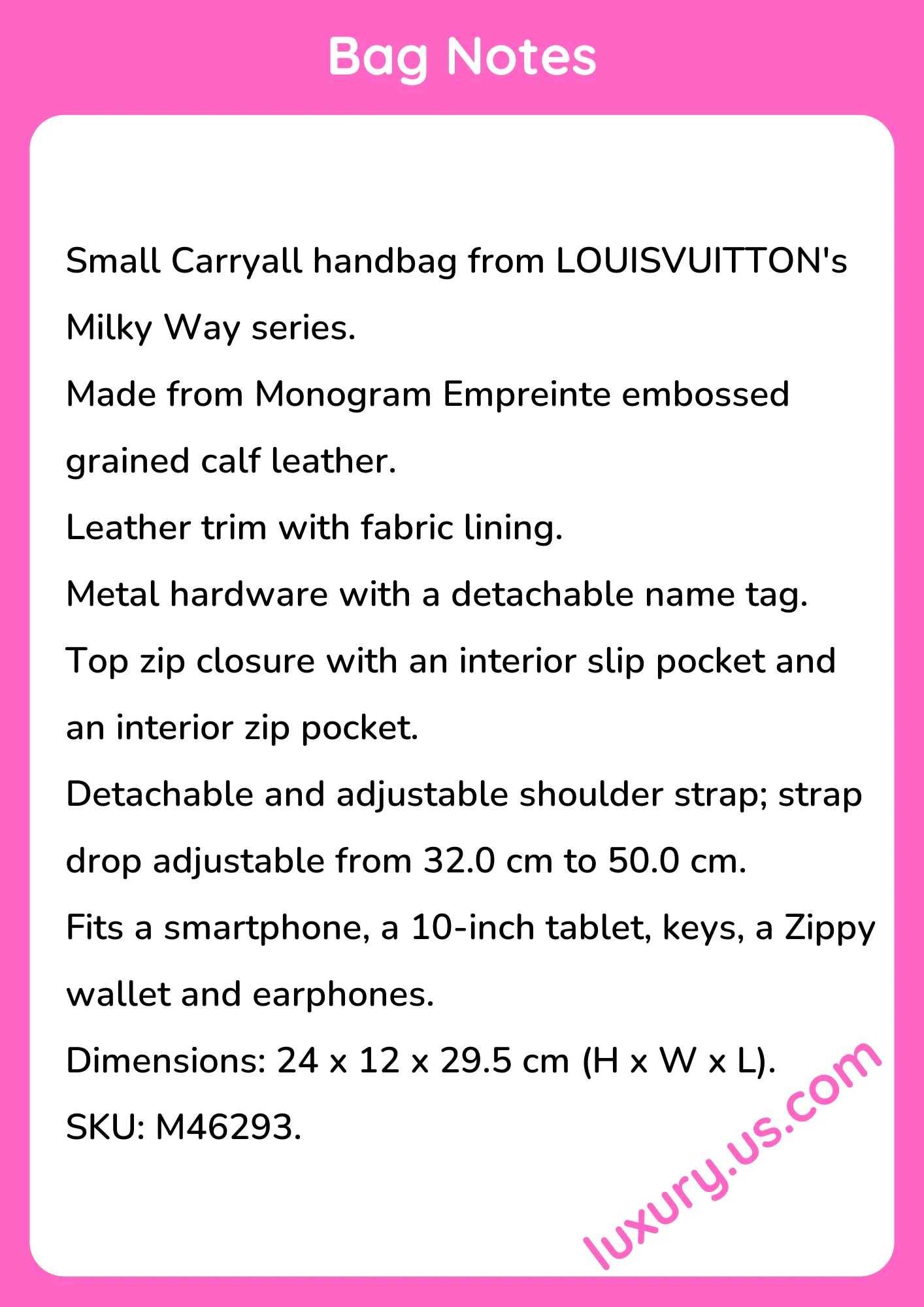 Louisvuitton Milky Way Monogram Empreinte Small Carryall 24 x 12 x 29.5 cm - short_description_image1
