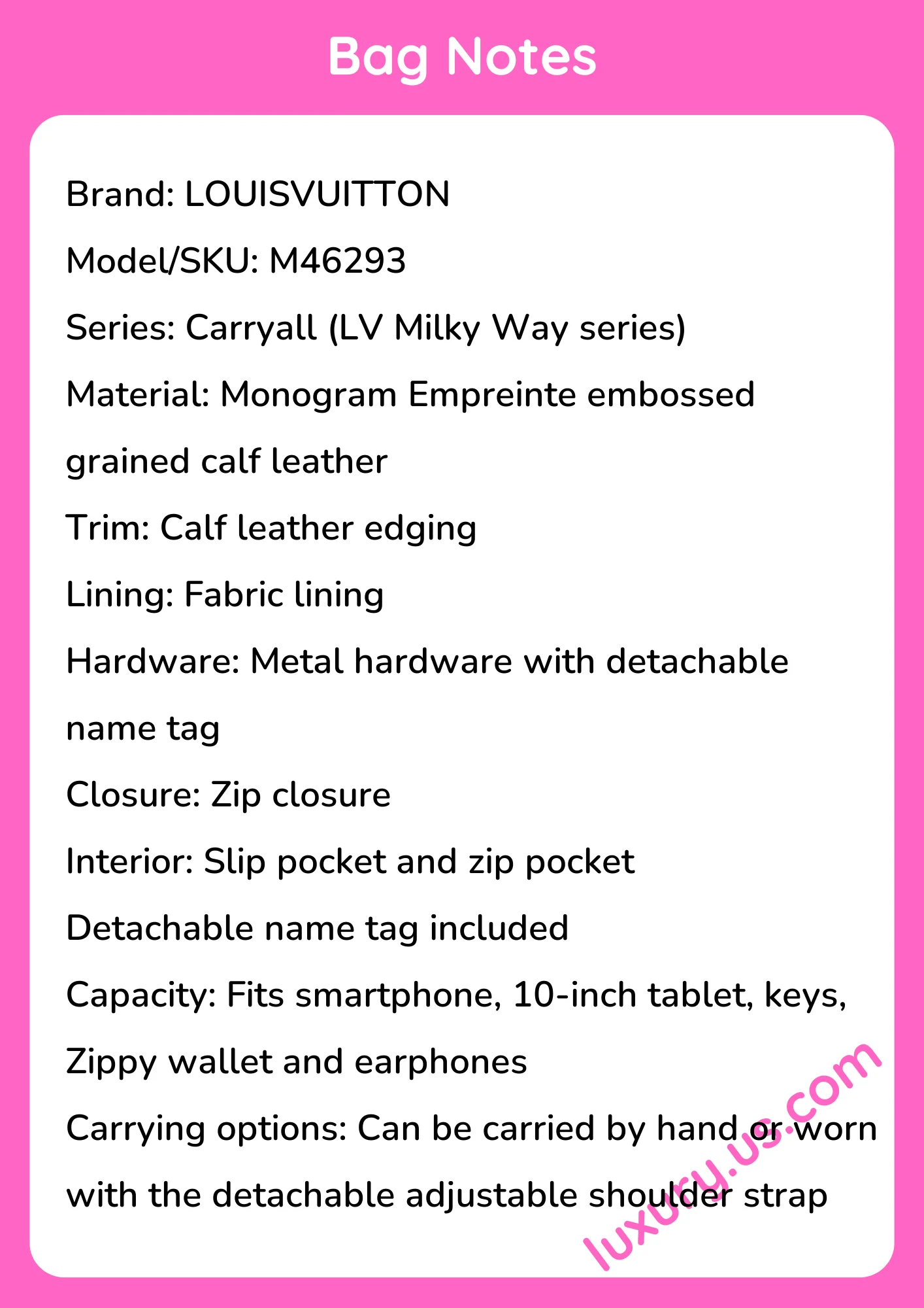 Louisvuitton Carryall Small Handbag Monogram Empreinte Leather M46293 24 x 12 x 29.5 cm - short_description_image1