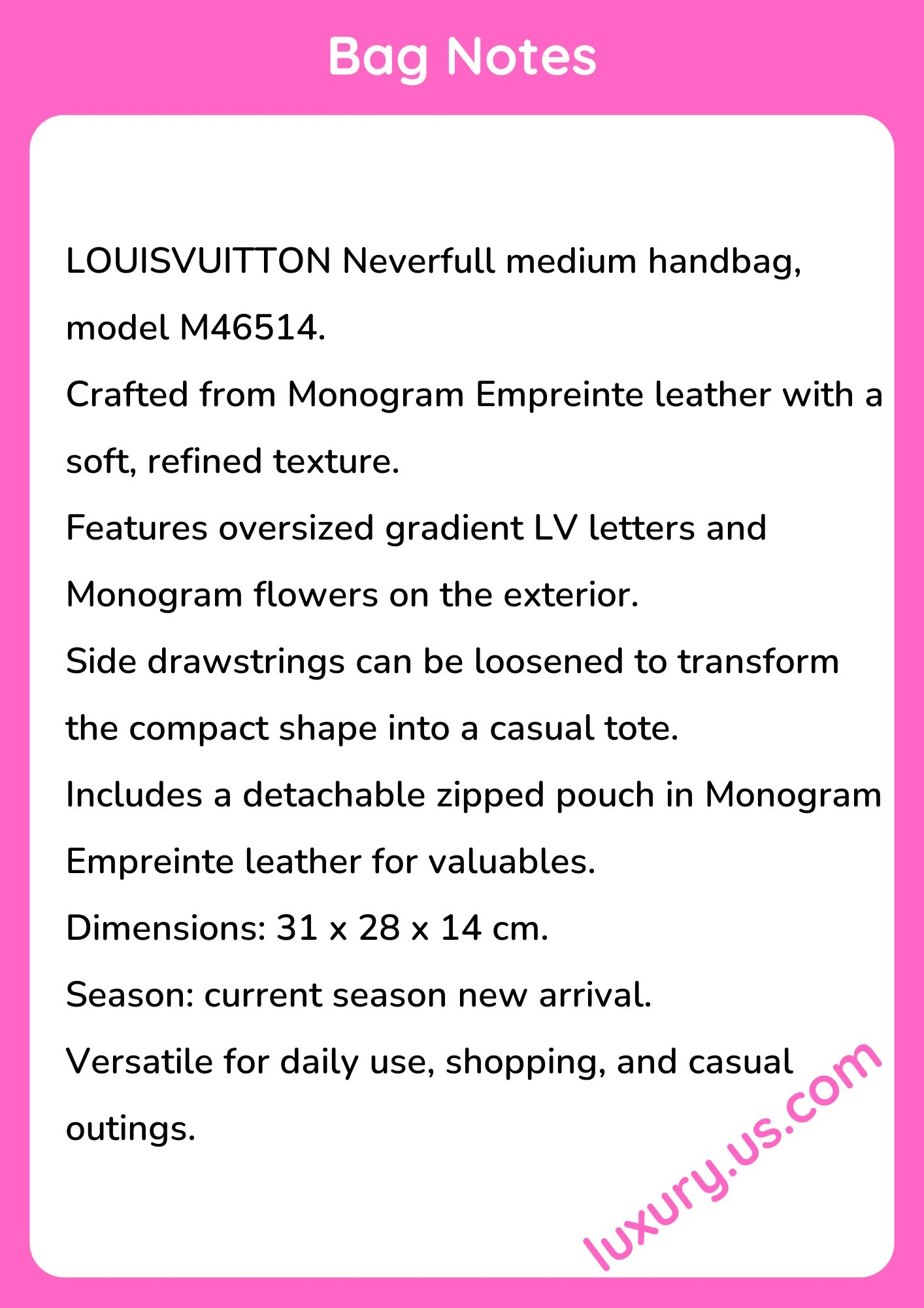 Louisvuitton Neverfull M46514 31x28x14 cm - short_description_image1