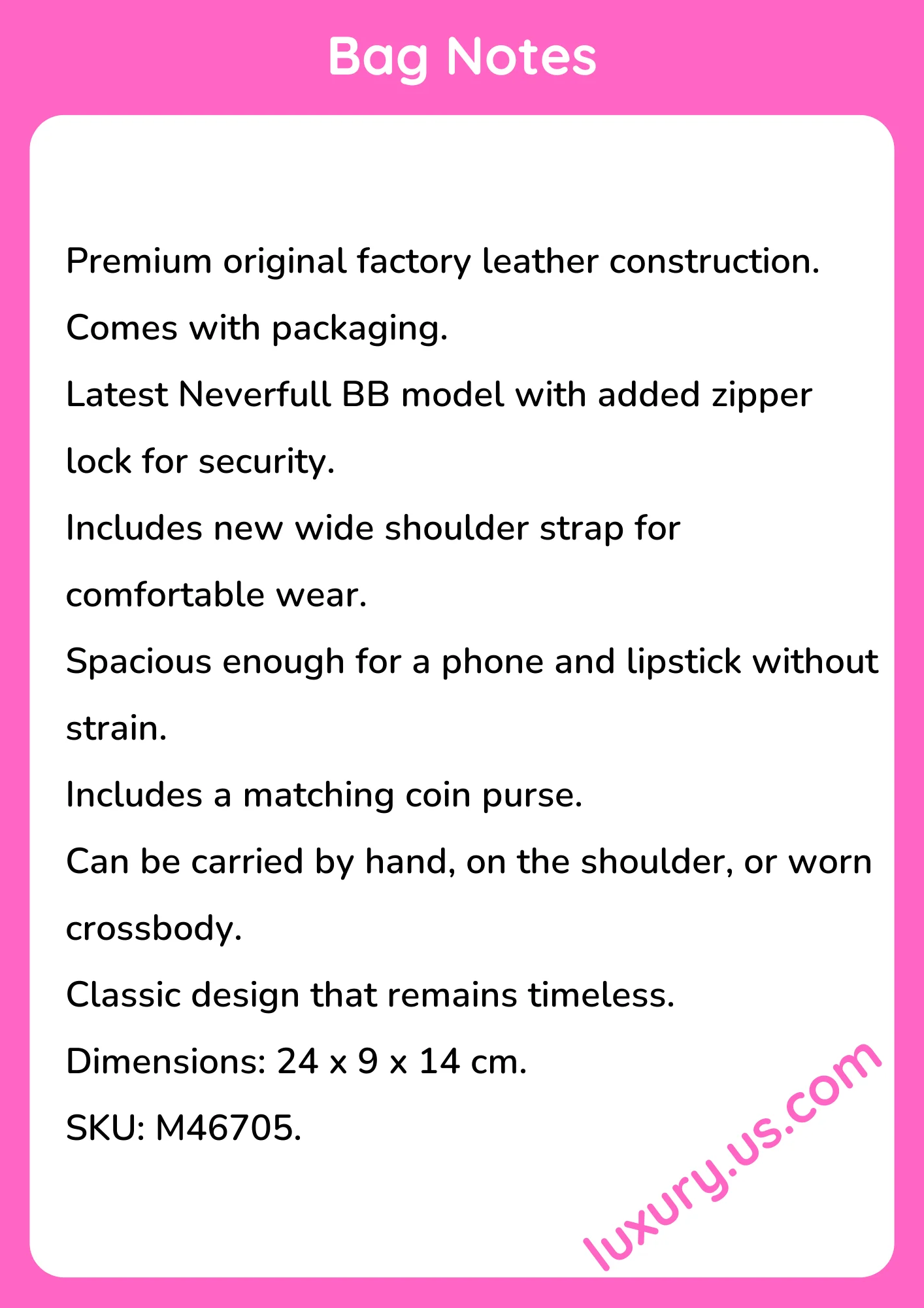 Louisvuitton Neverfull BB M46705 24x9x14 cm - short_description_image1