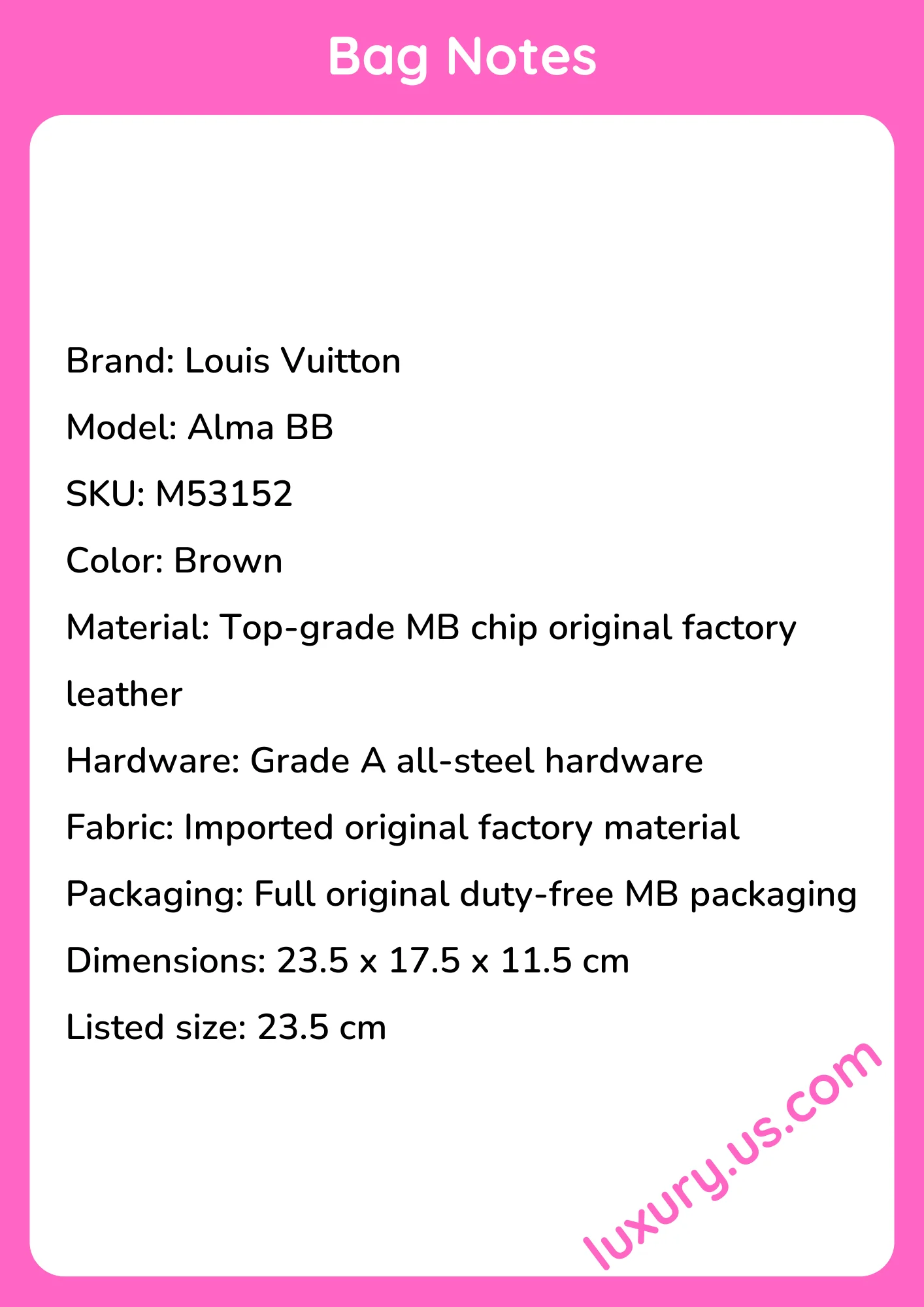 Louis Vuitton Alma BB M53152 Brown 23.5cm 23.5x17.5x11.5 cm - short_description_image1