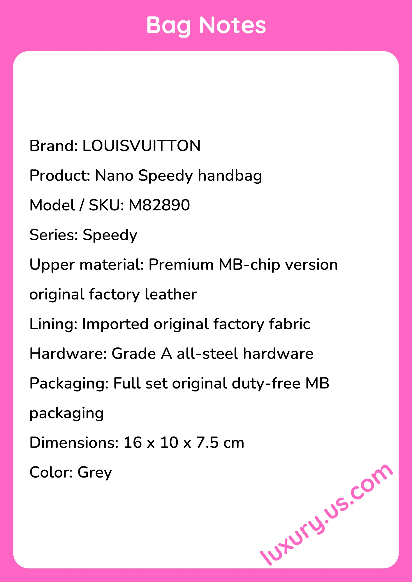 Louisvuitton Nano Speedy M82890 16x10x7.5 cm Louisvuitton Nano Speedy M82890 16x10x7.5 cm - short_description_image1