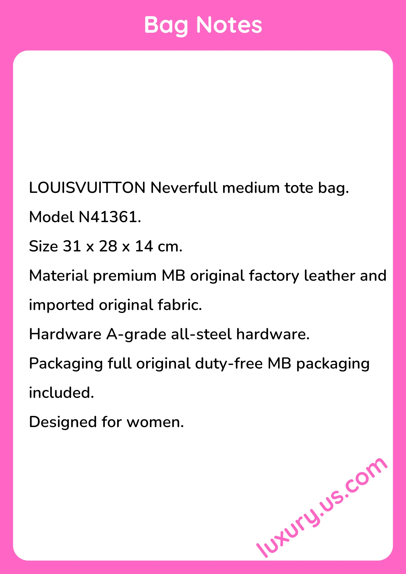 Louisvuitton Neverfull N41361 31x28x14 cm - short_description_image1