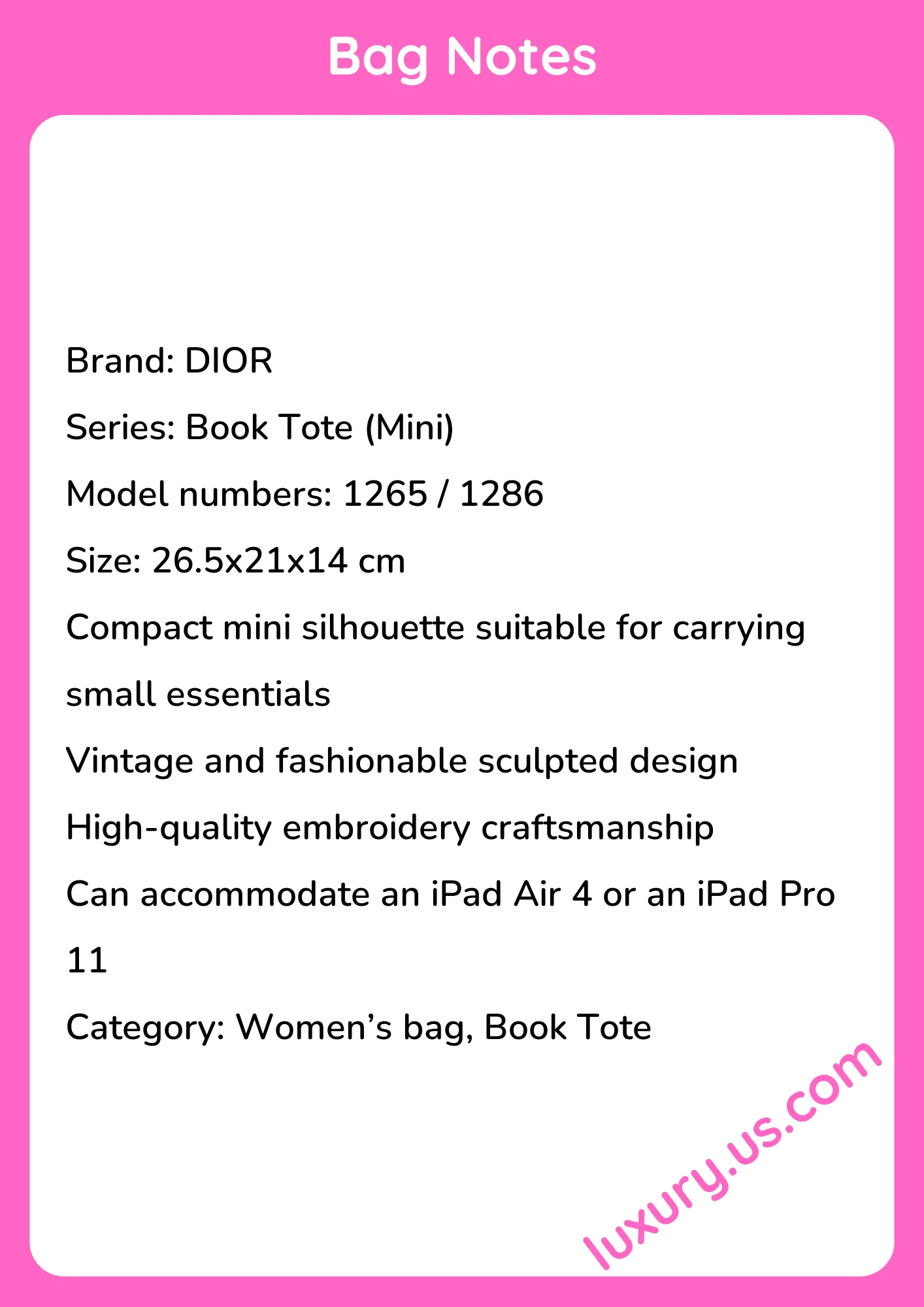 Dior Mini Book Tote 26.5x21x14 cm - short_description_image1