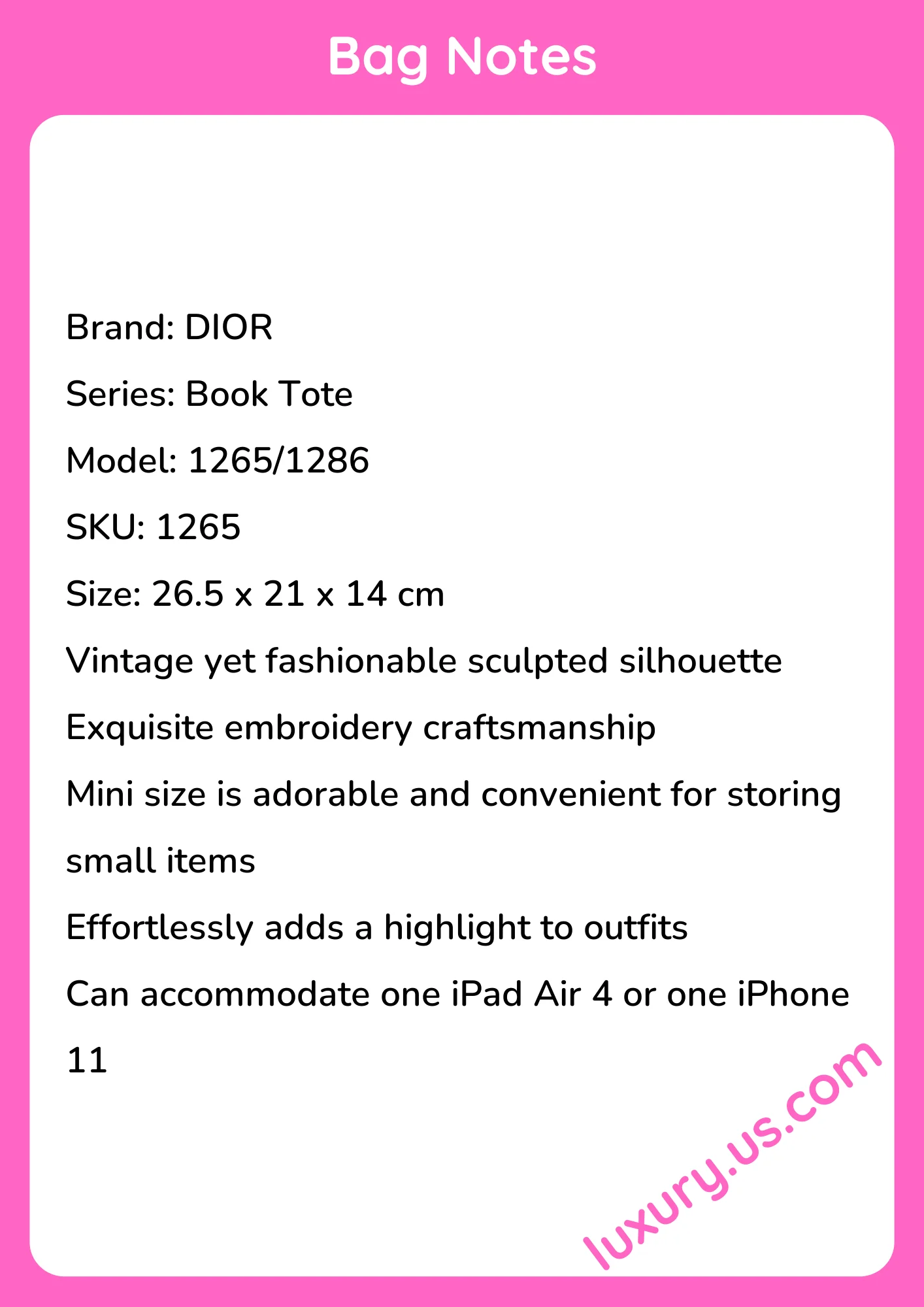 Dior Mini Book Tote 1265 26.5x21x14 cm - short_description_image1